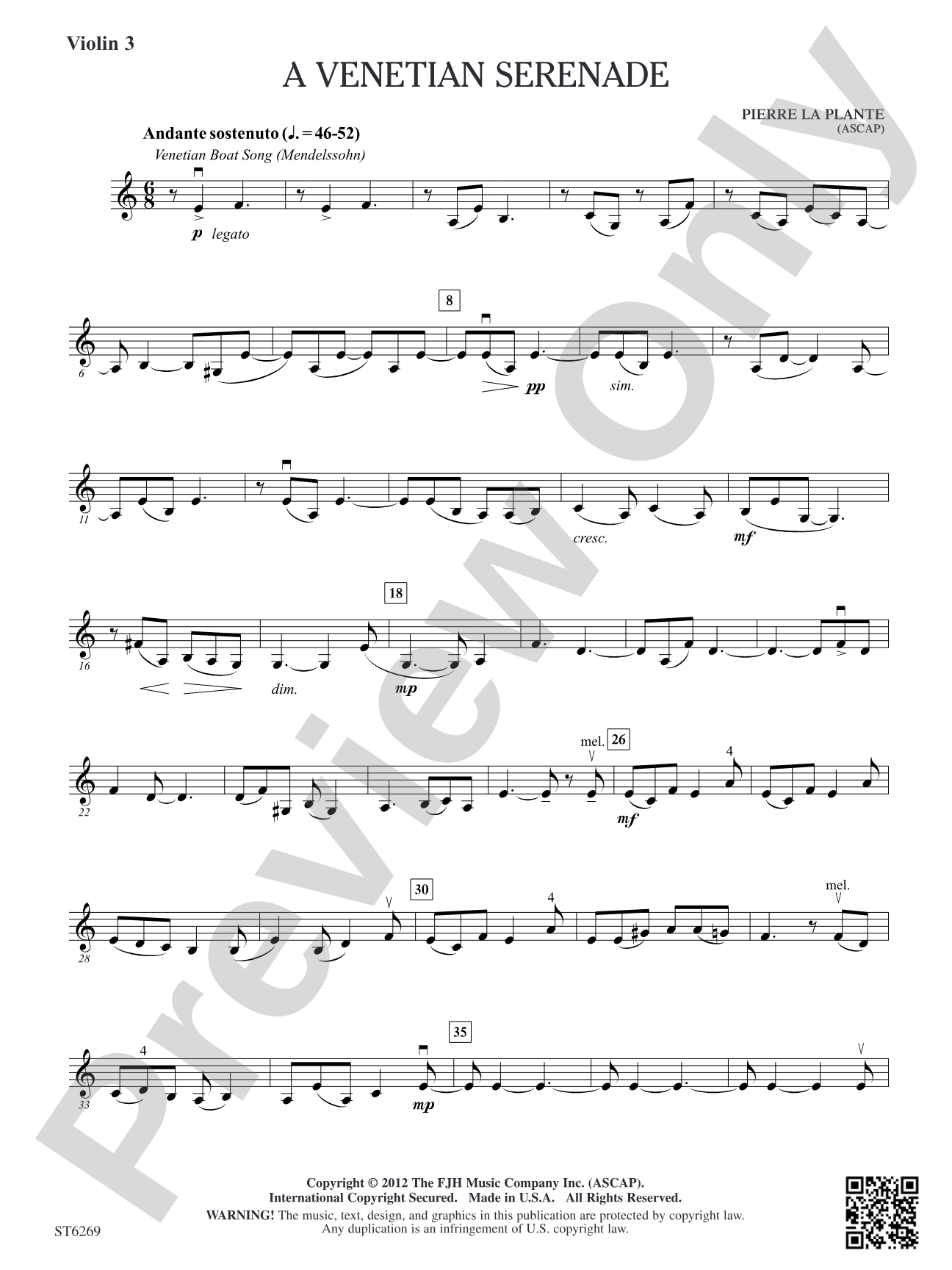 A Venetian Serenade: Violin 3 (Viola T.C.)