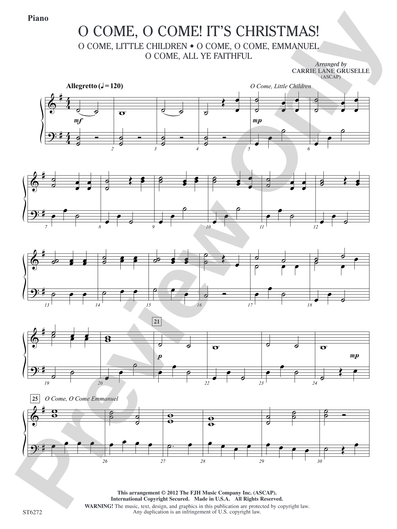 O Come, O Come! It's Christmas!: Piano