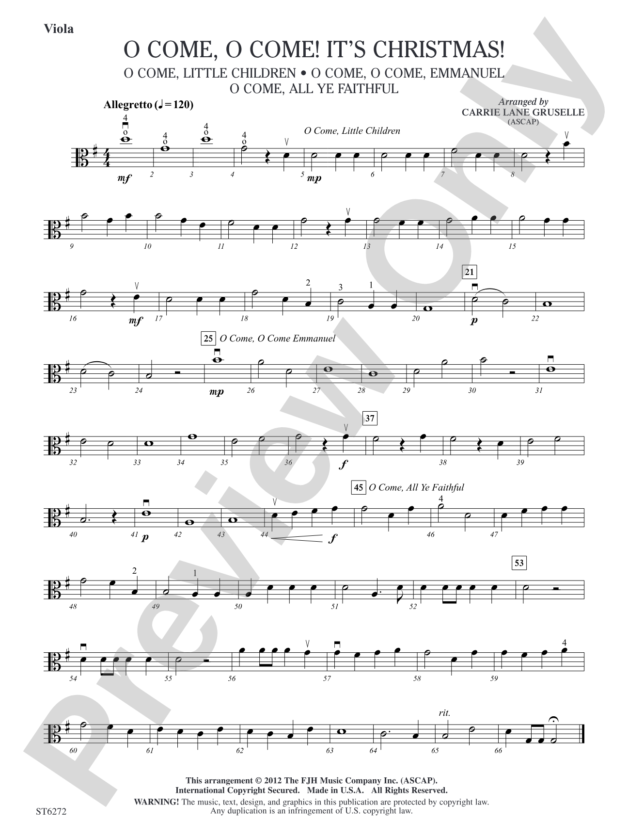 O Come, O Come! It's Christmas!: Viola