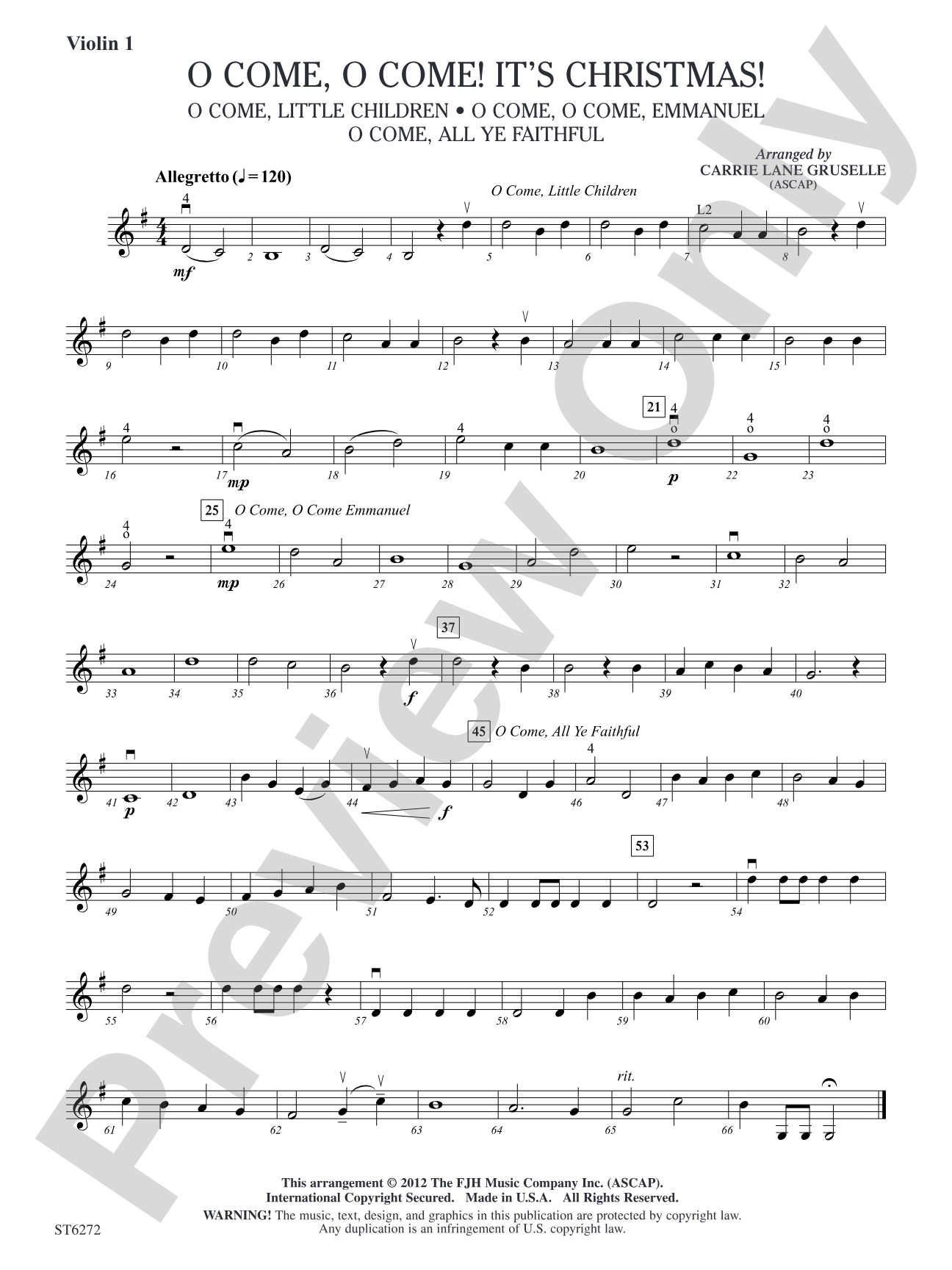 O Come, O Come! It's Christmas!: Violin 1