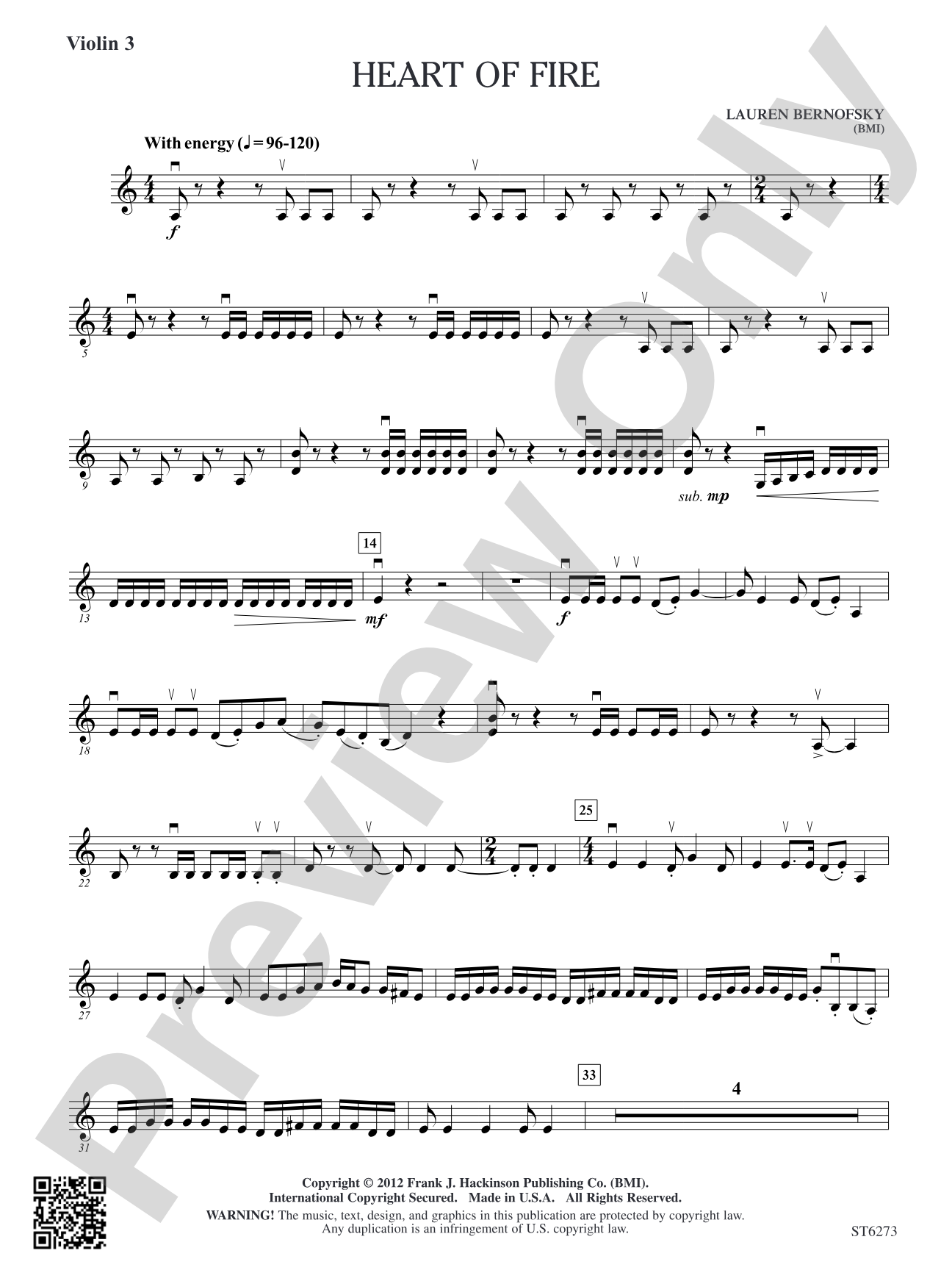 Heart of Fire: Violin 3 (Viola T.C.)