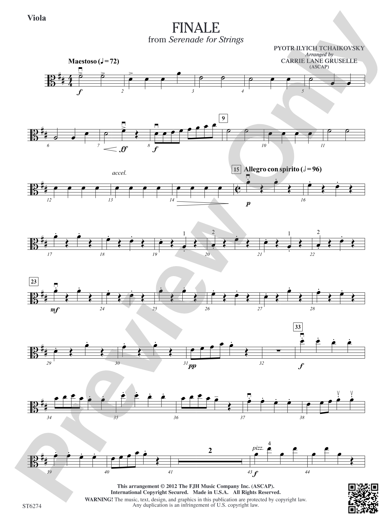 Finale from Serenade for Strings: Viola