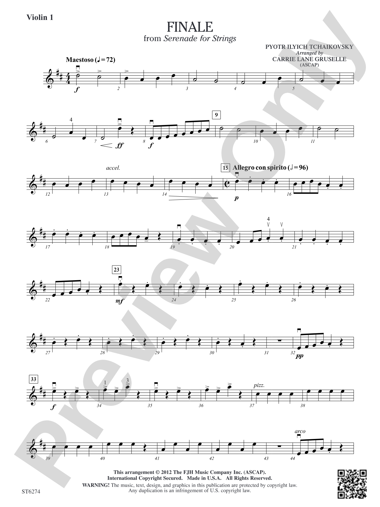 Finale from Serenade for Strings: Violin 1