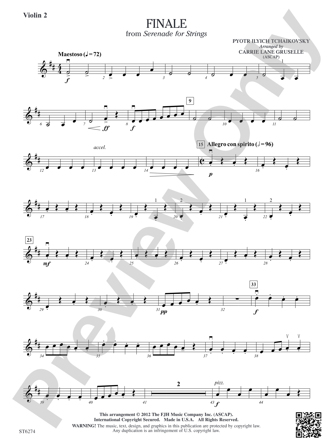 Finale from Serenade for Strings: Violin 2 (Viola T.C.)