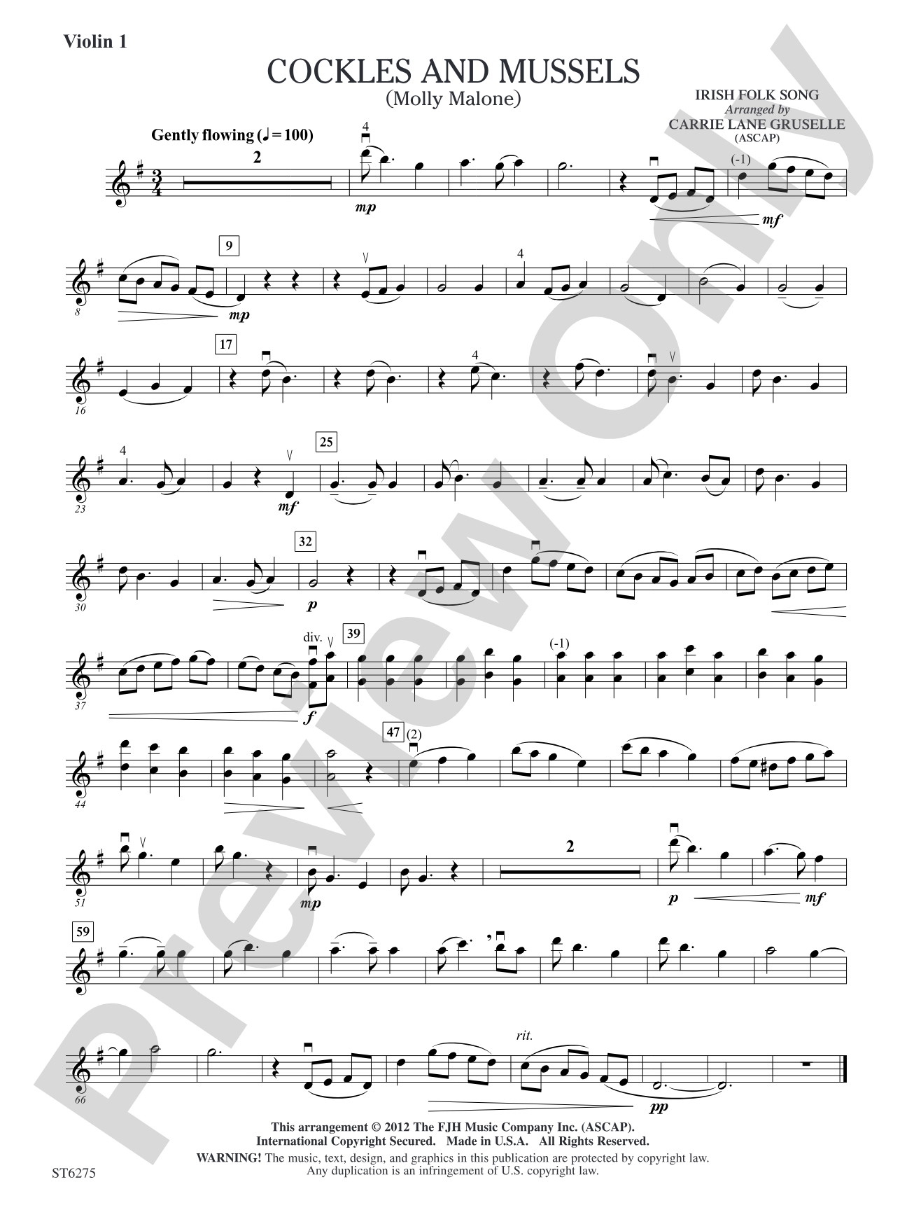 Cockles and Mussels (Molly Malone): Violin 1