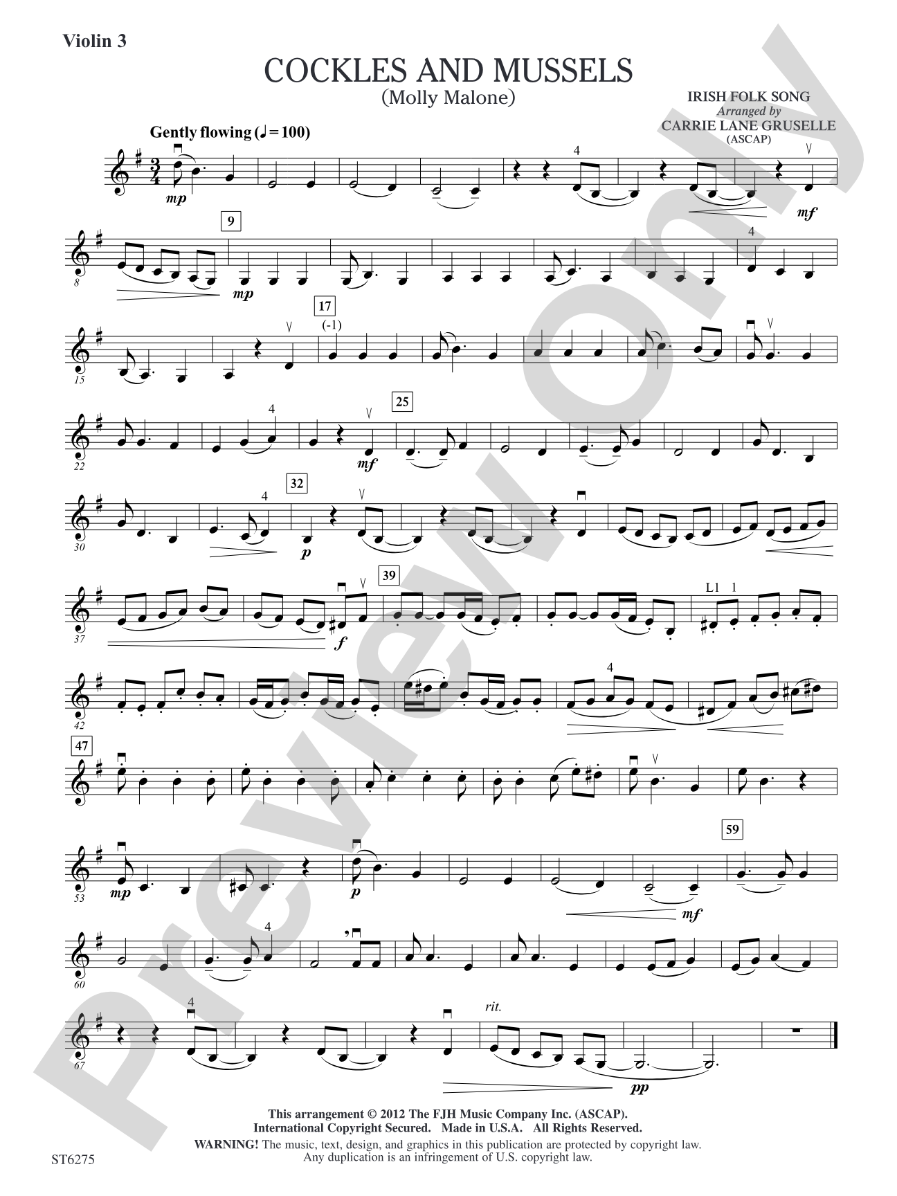 Cockles and Mussels (Molly Malone): Violin 3 (Viola T.C.)