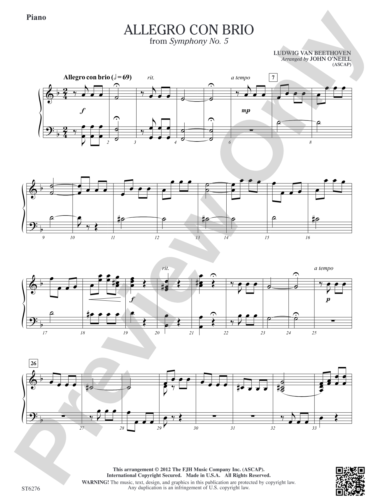 Allegro con brio from Symphony No. 5: Piano
