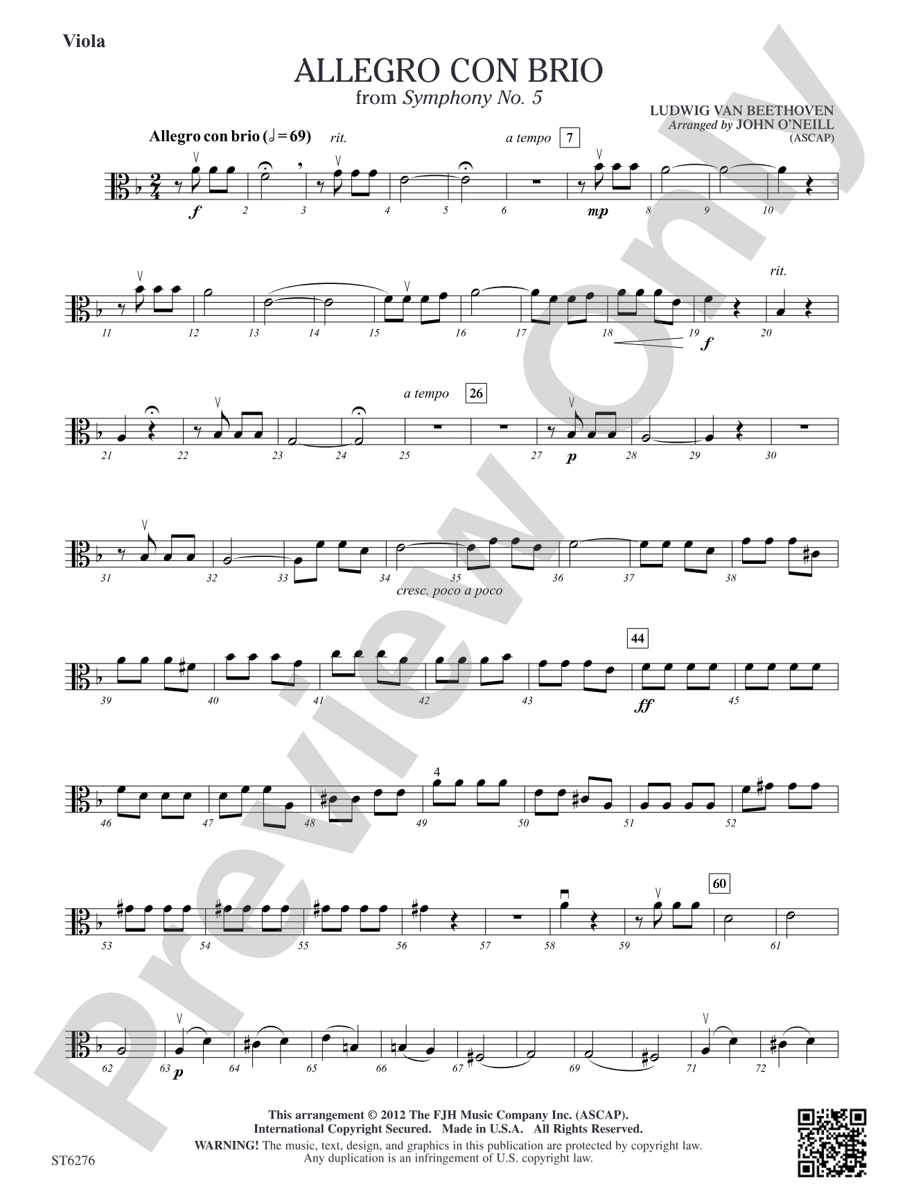 Allegro con brio from Symphony No. 5: Viola