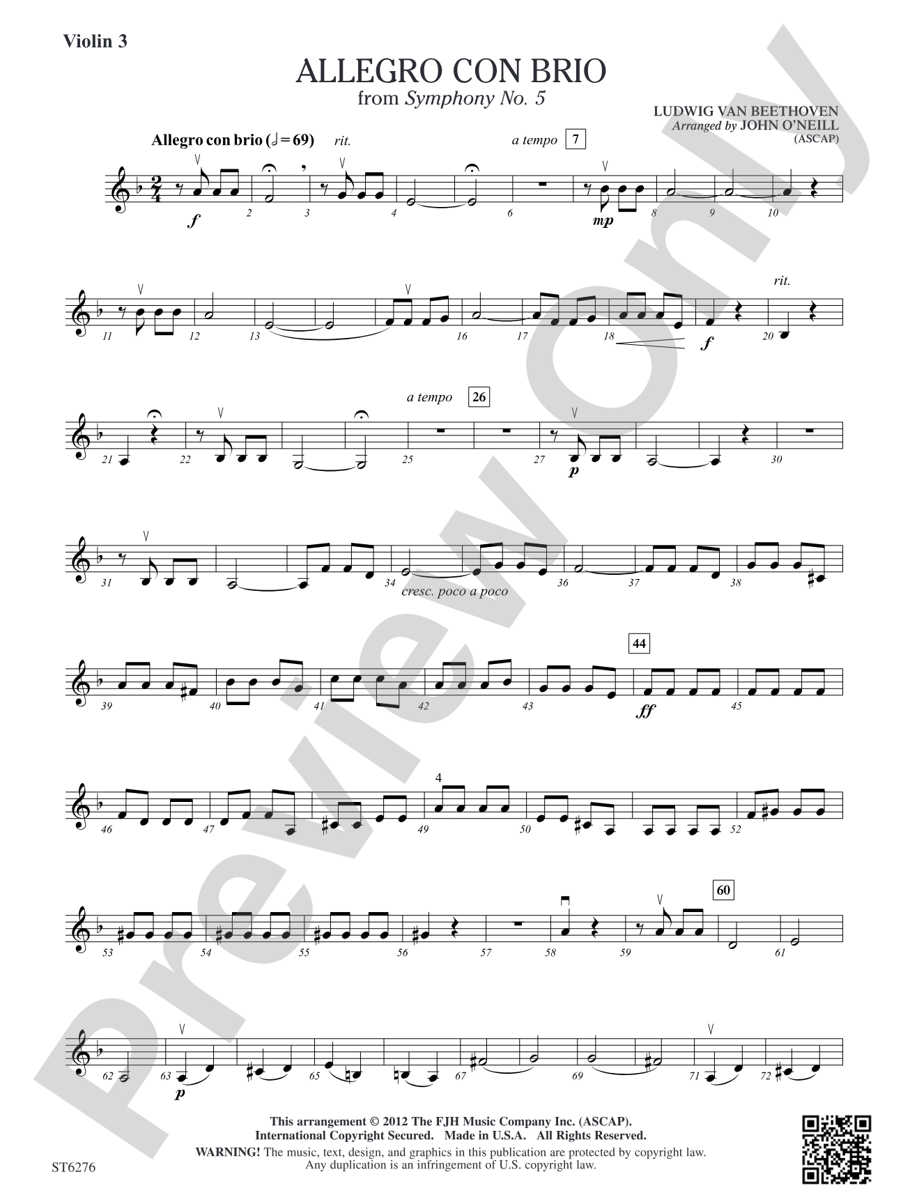 Allegro con brio from Symphony No. 5: Violin 3 (Viola T.C.)
