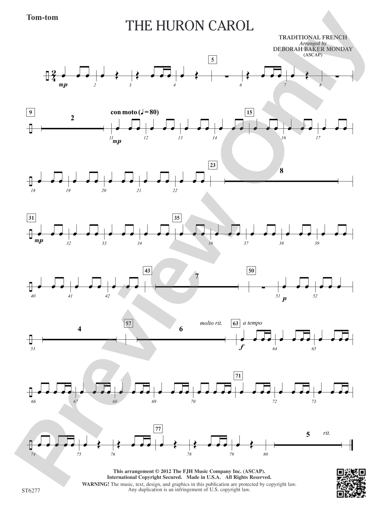 The Huron Carol: Opt. Tom-tom