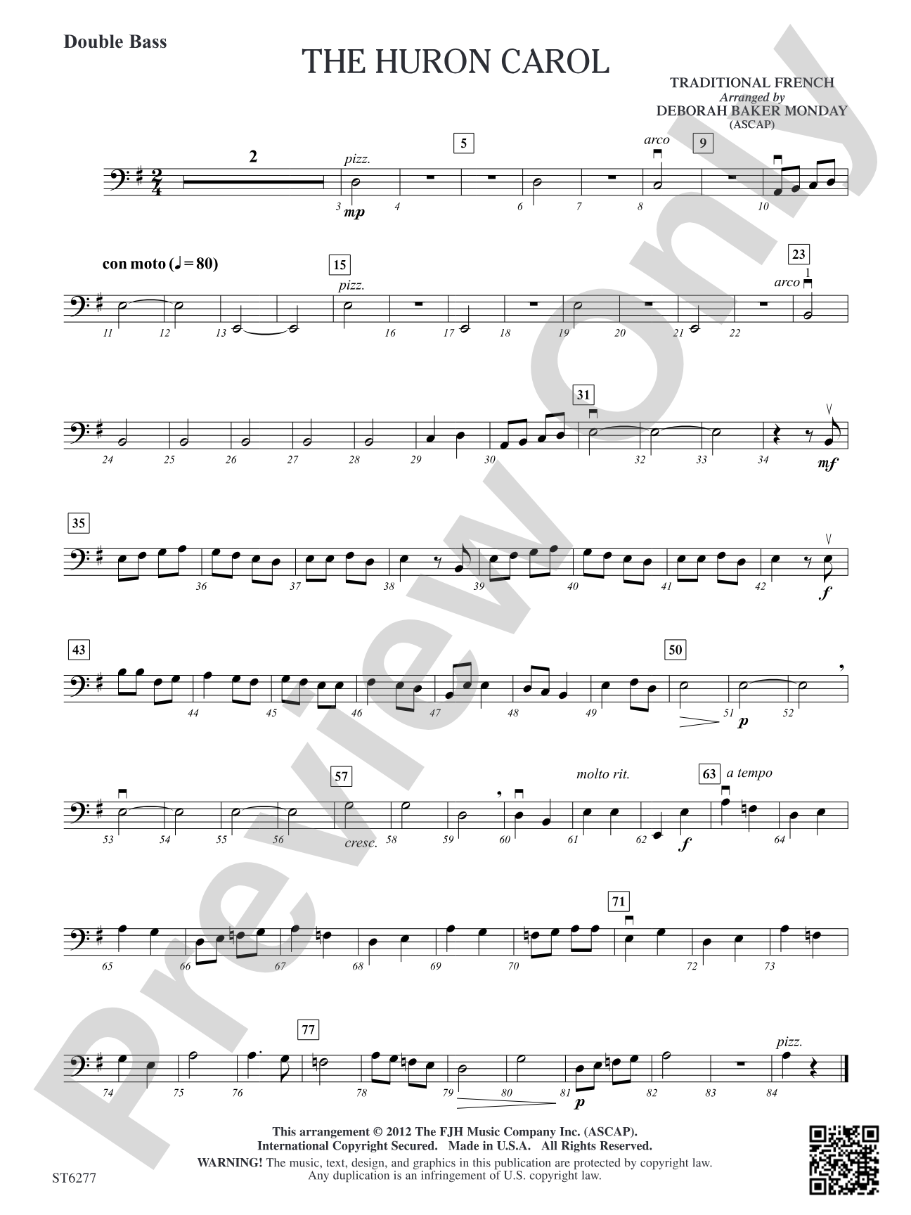 The Huron Carol: Double Bass