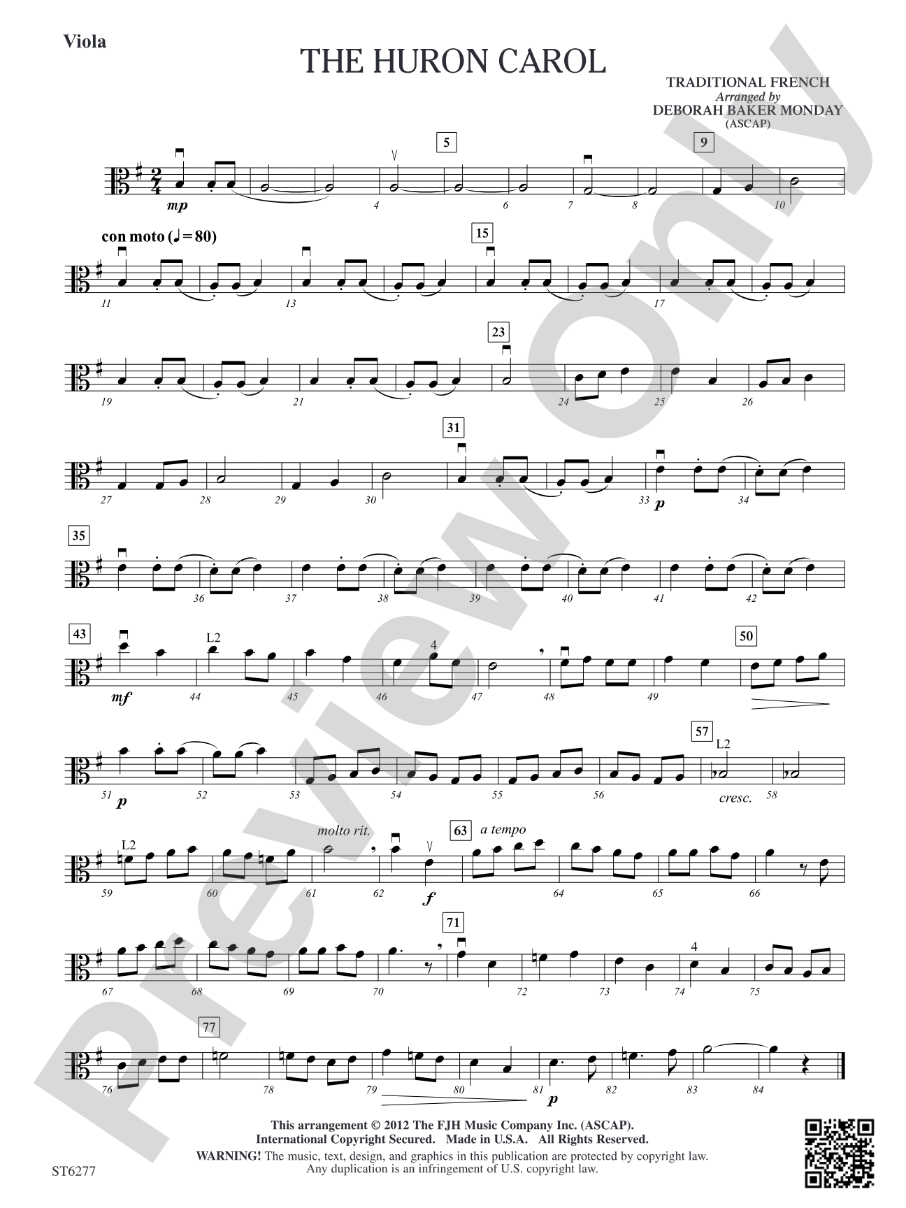 The Huron Carol: Viola