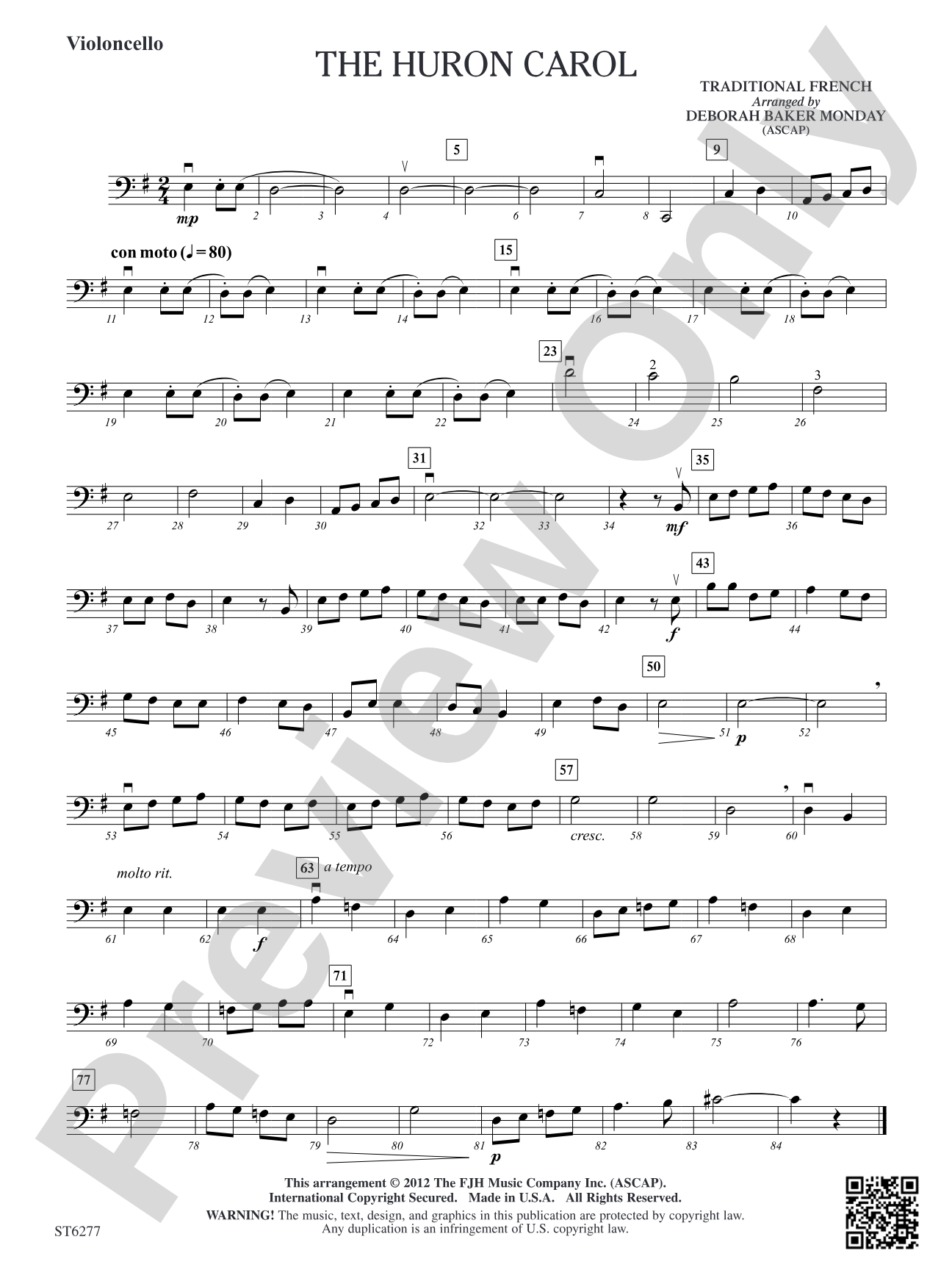 The Huron Carol: Violoncello