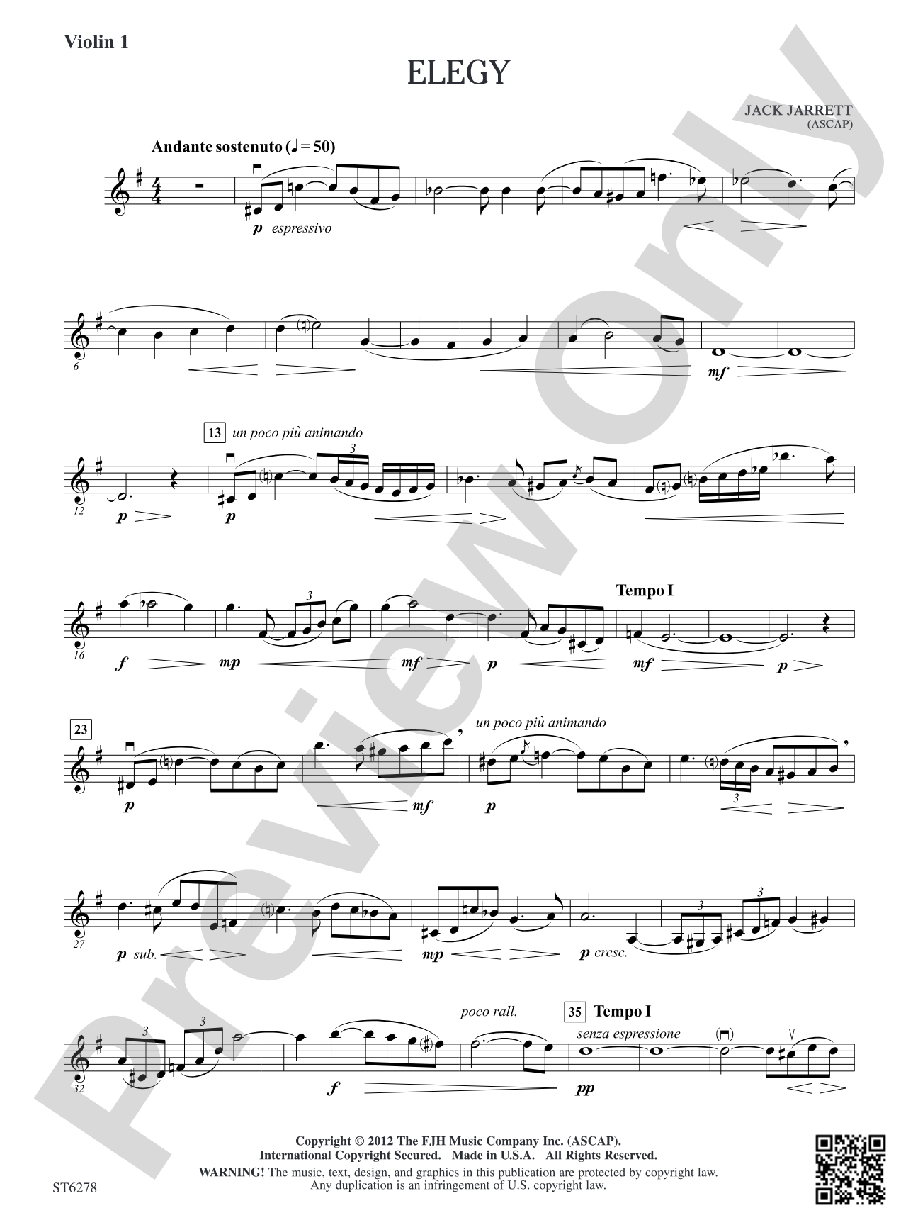 Elegy: Violin 1