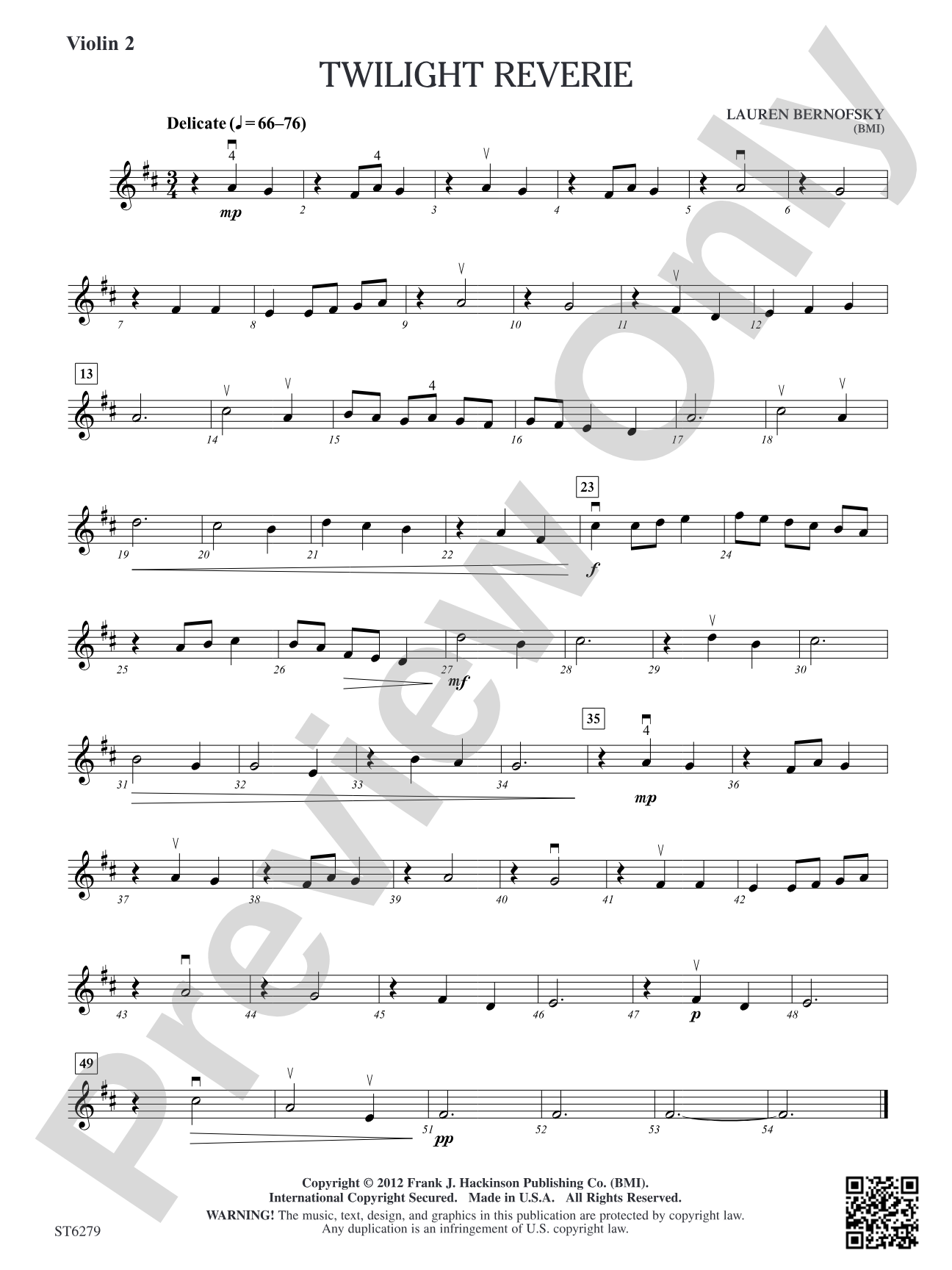 Twilight Reverie: Violin 2