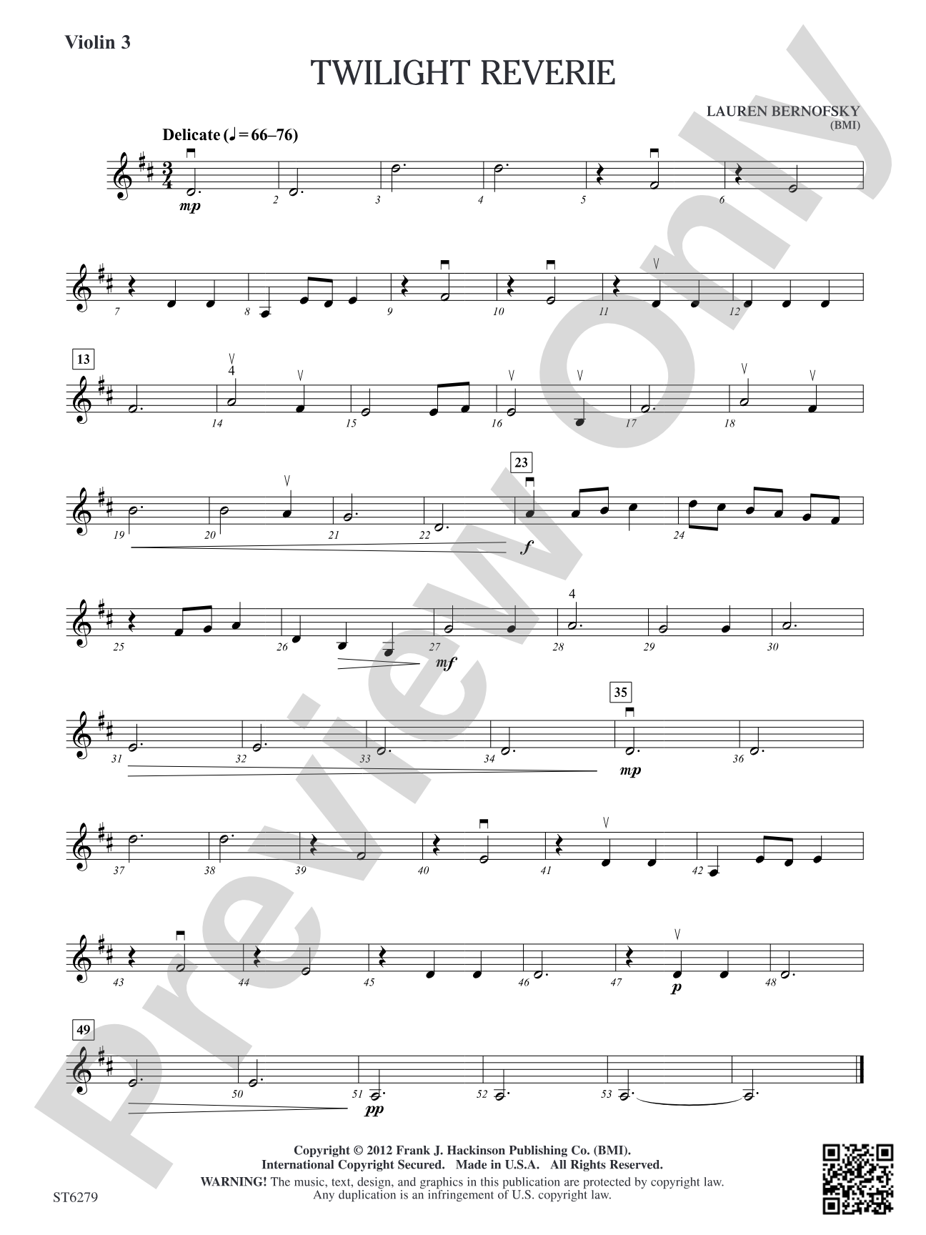 Twilight Reverie: Violin 3 (Viola T.C.)