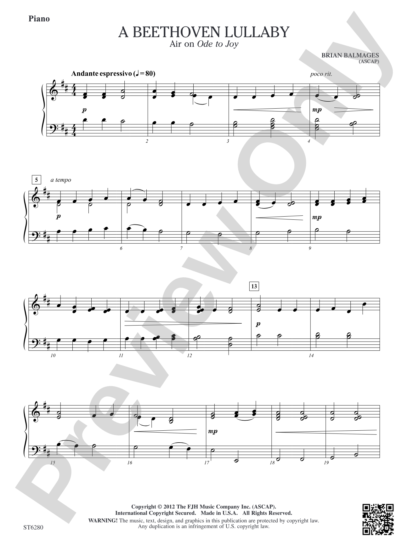 A Beethoven Lullaby: Piano