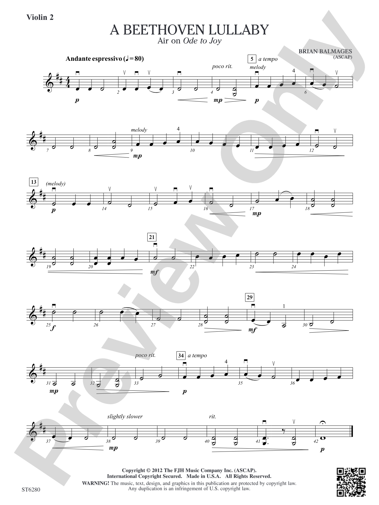 A Beethoven Lullaby: Violin 2