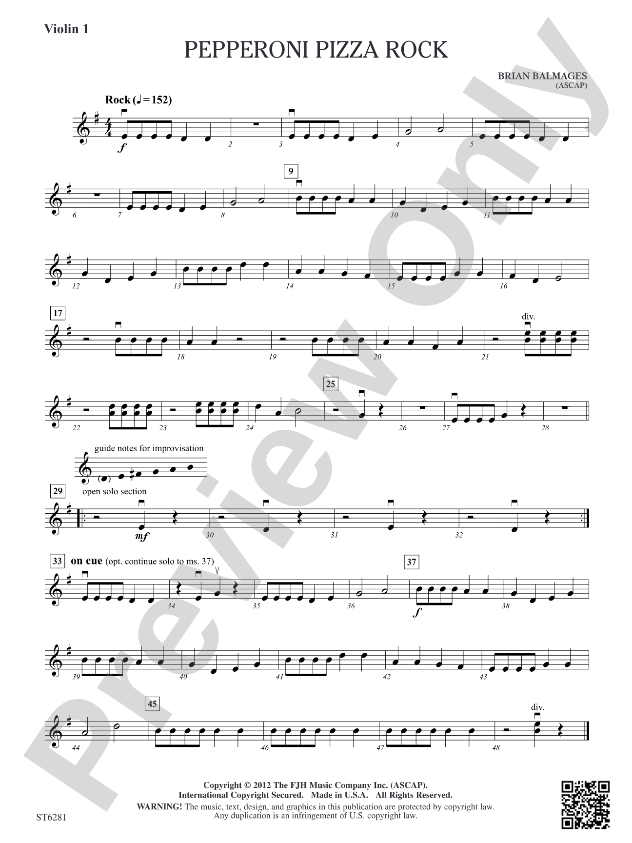 Pepperoni Pizza Rock: Violin 1