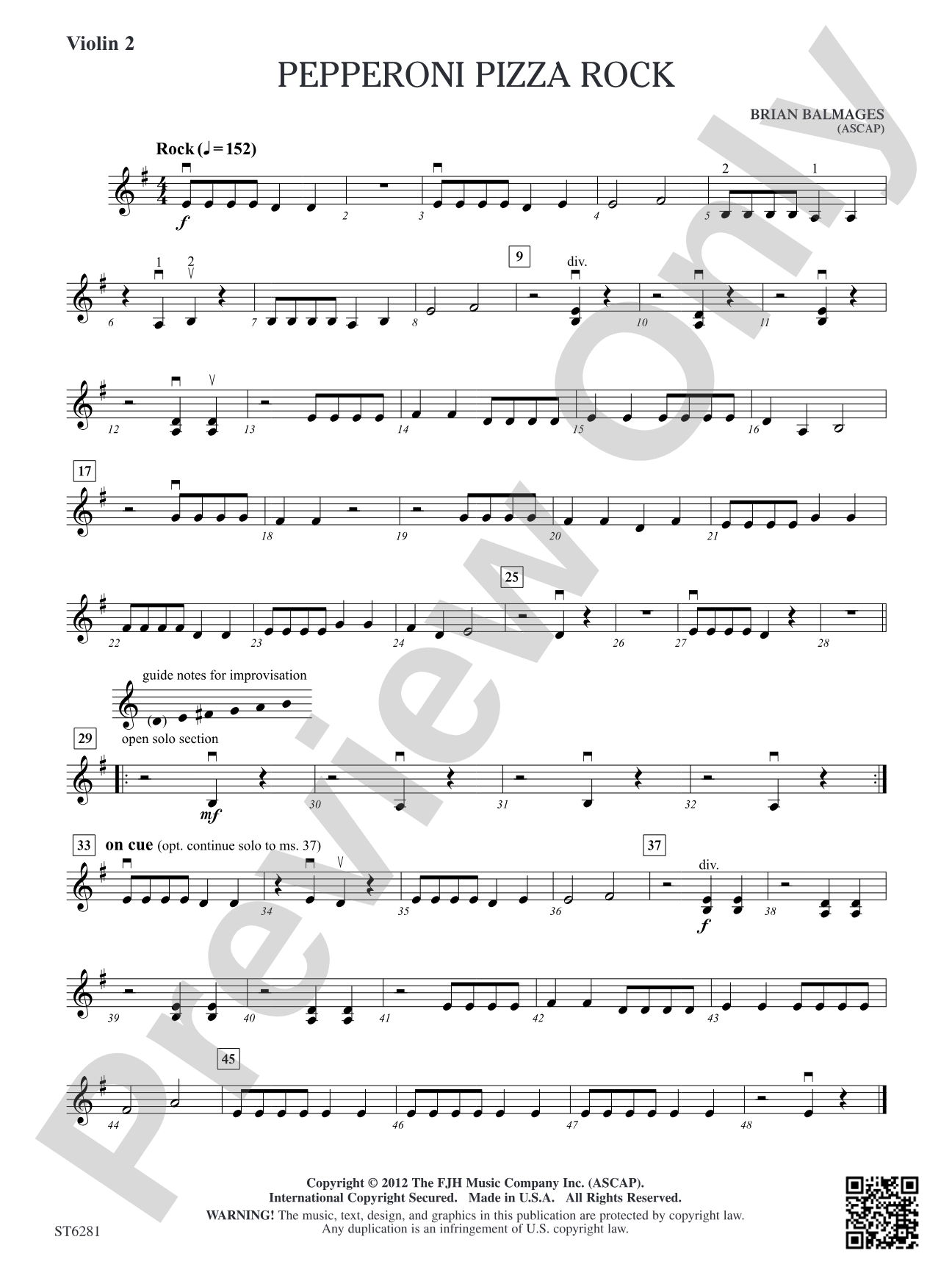 Pepperoni Pizza Rock: Violin 2 (Viola T.C.)
