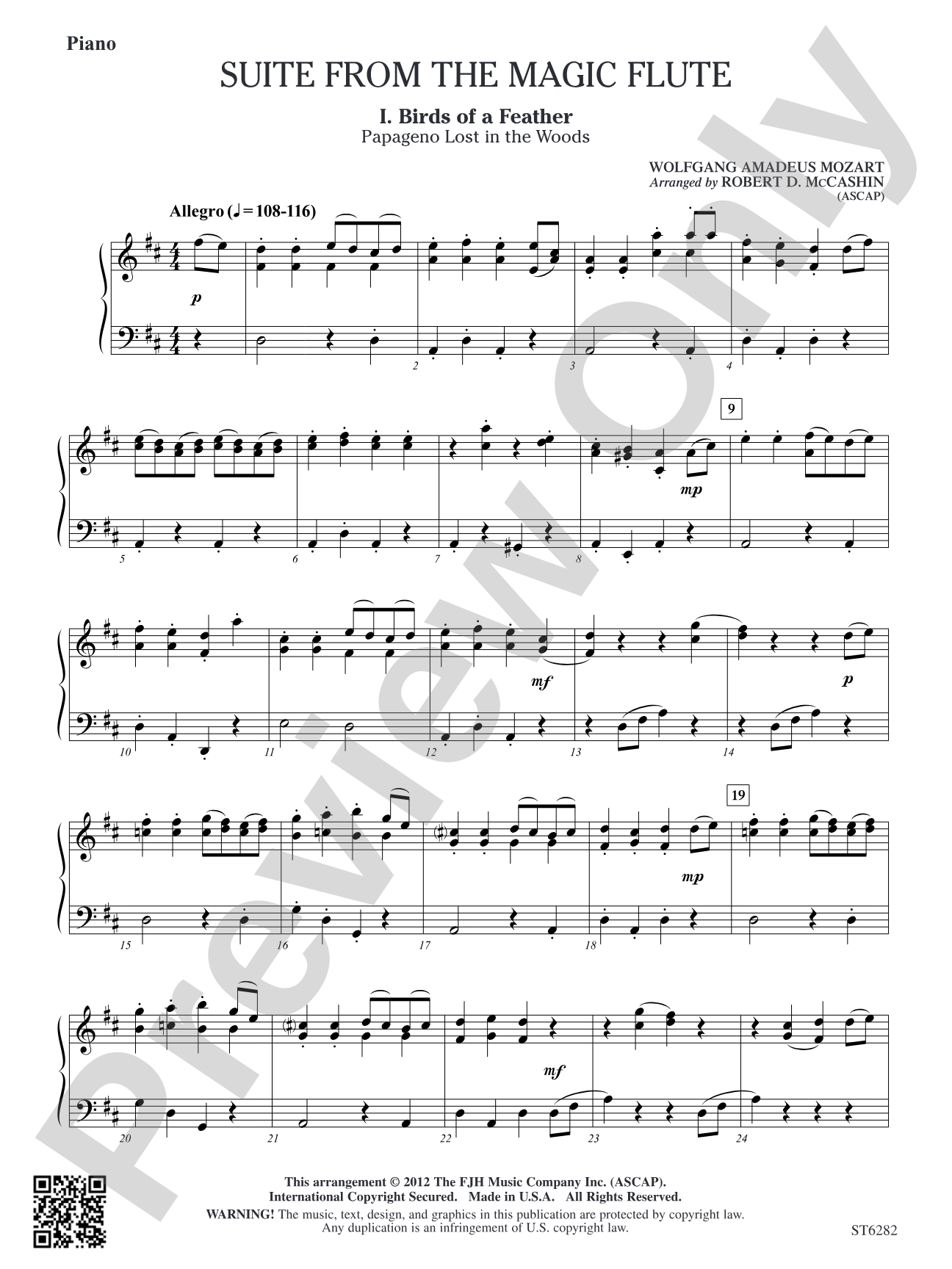 Suite from the Magic Flute: Piano