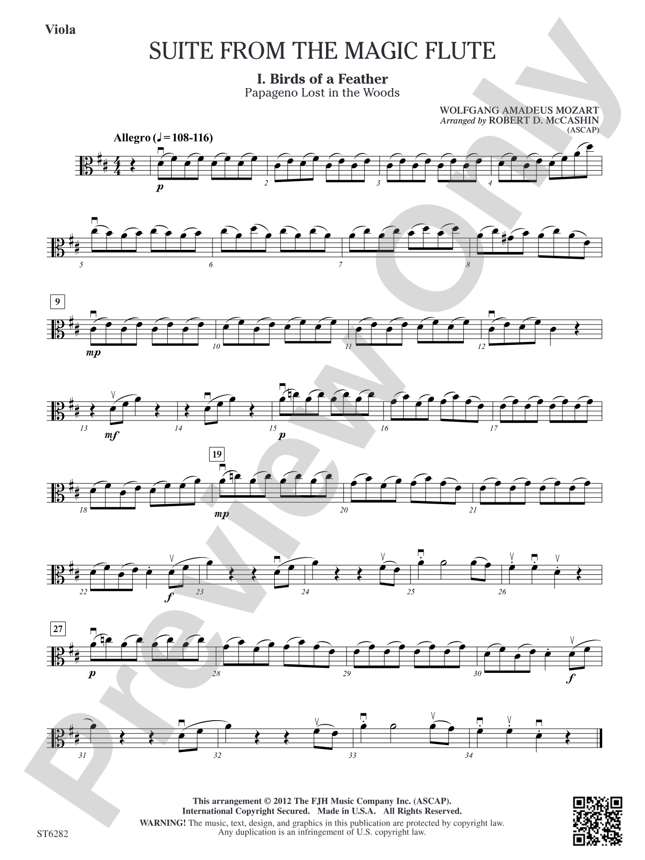 Suite from the Magic Flute: Viola