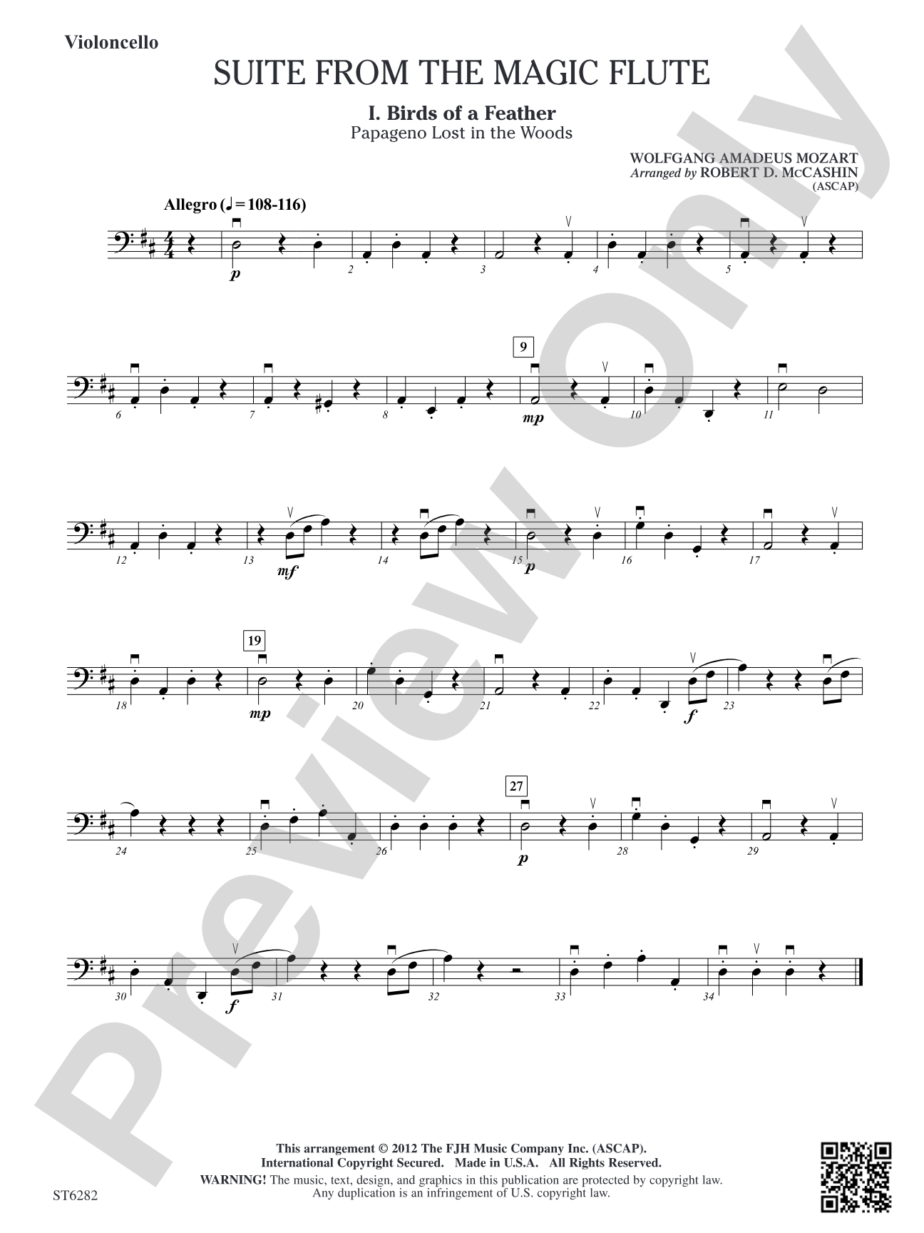 Suite from the Magic Flute: Violoncello