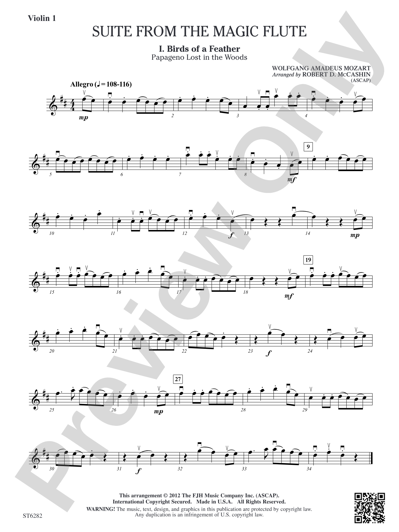 Suite from the Magic Flute: Violin 1