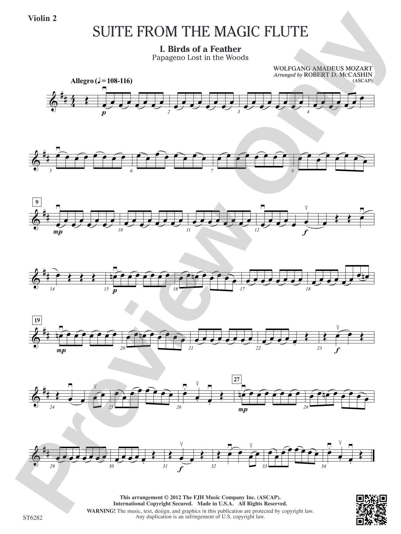Suite from the Magic Flute: Violin 2