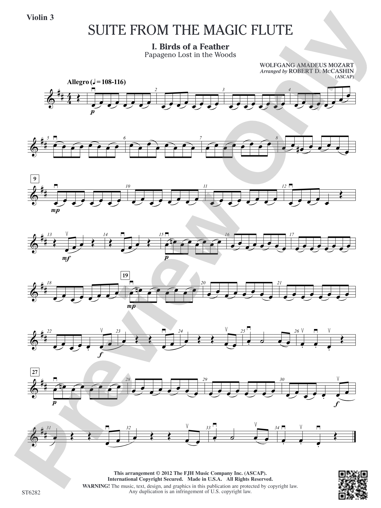 Suite from the Magic Flute: Violin 3 (Viola T.C.)