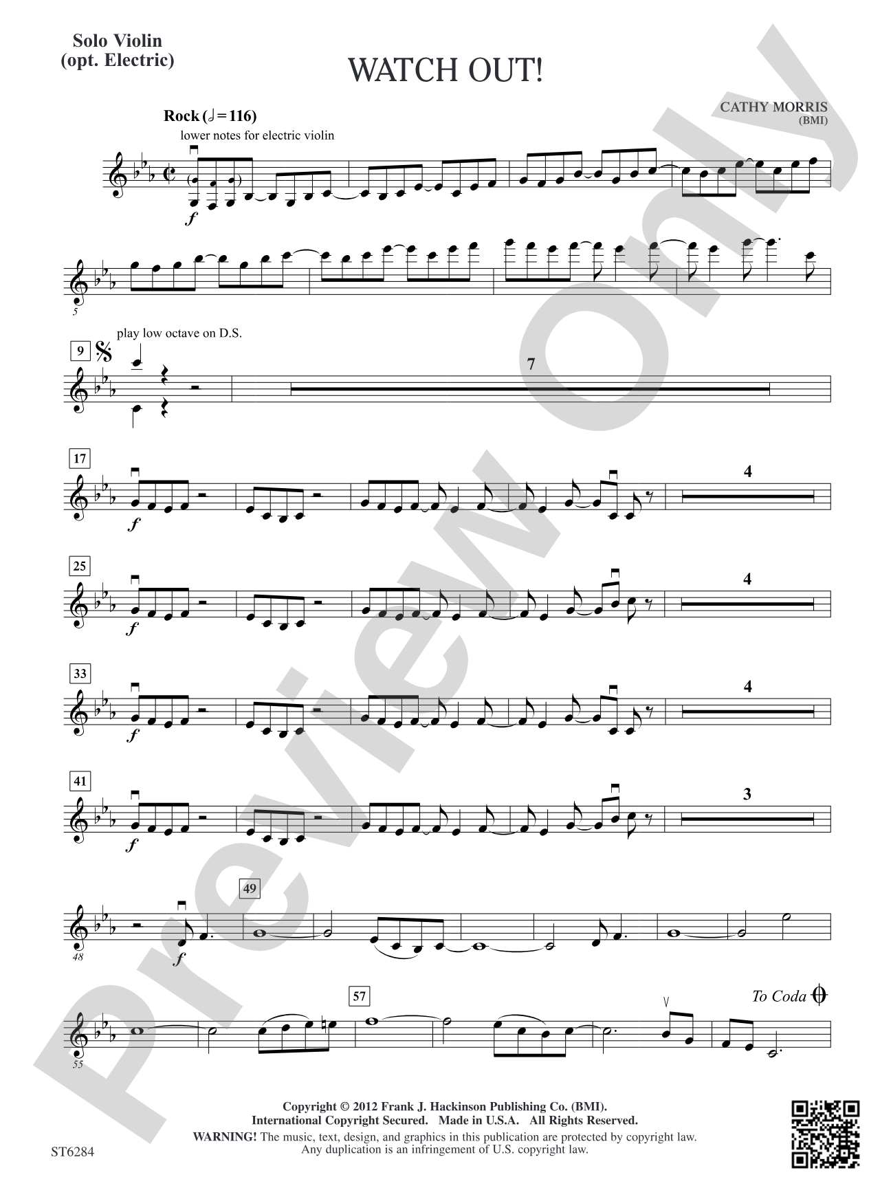 Watch Out!: Solo Violin (opt. Electric)