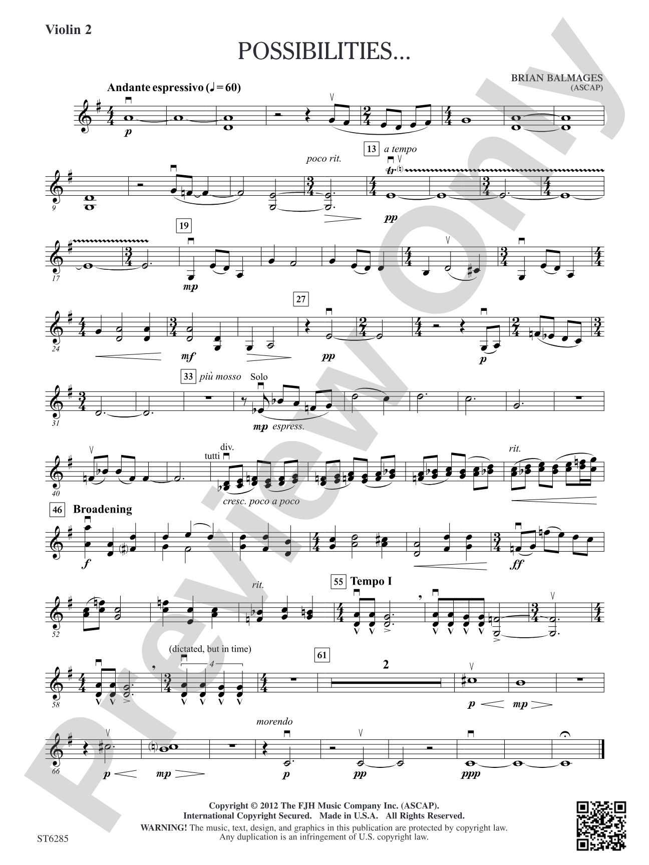 Possibilities...: Violin 2