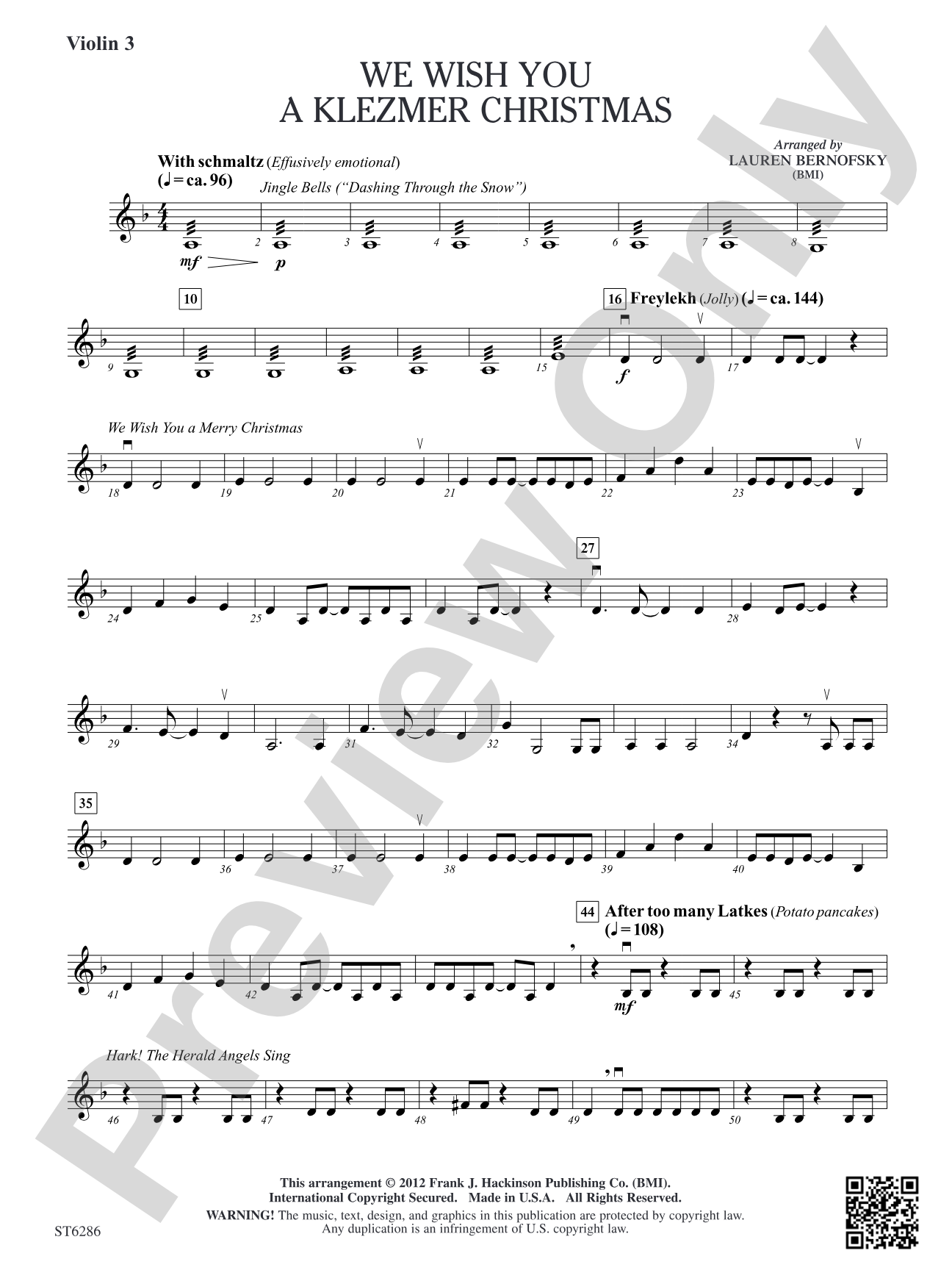 We Wish You a Klezmer Christmas: Violin 3 (Viola T.C.)