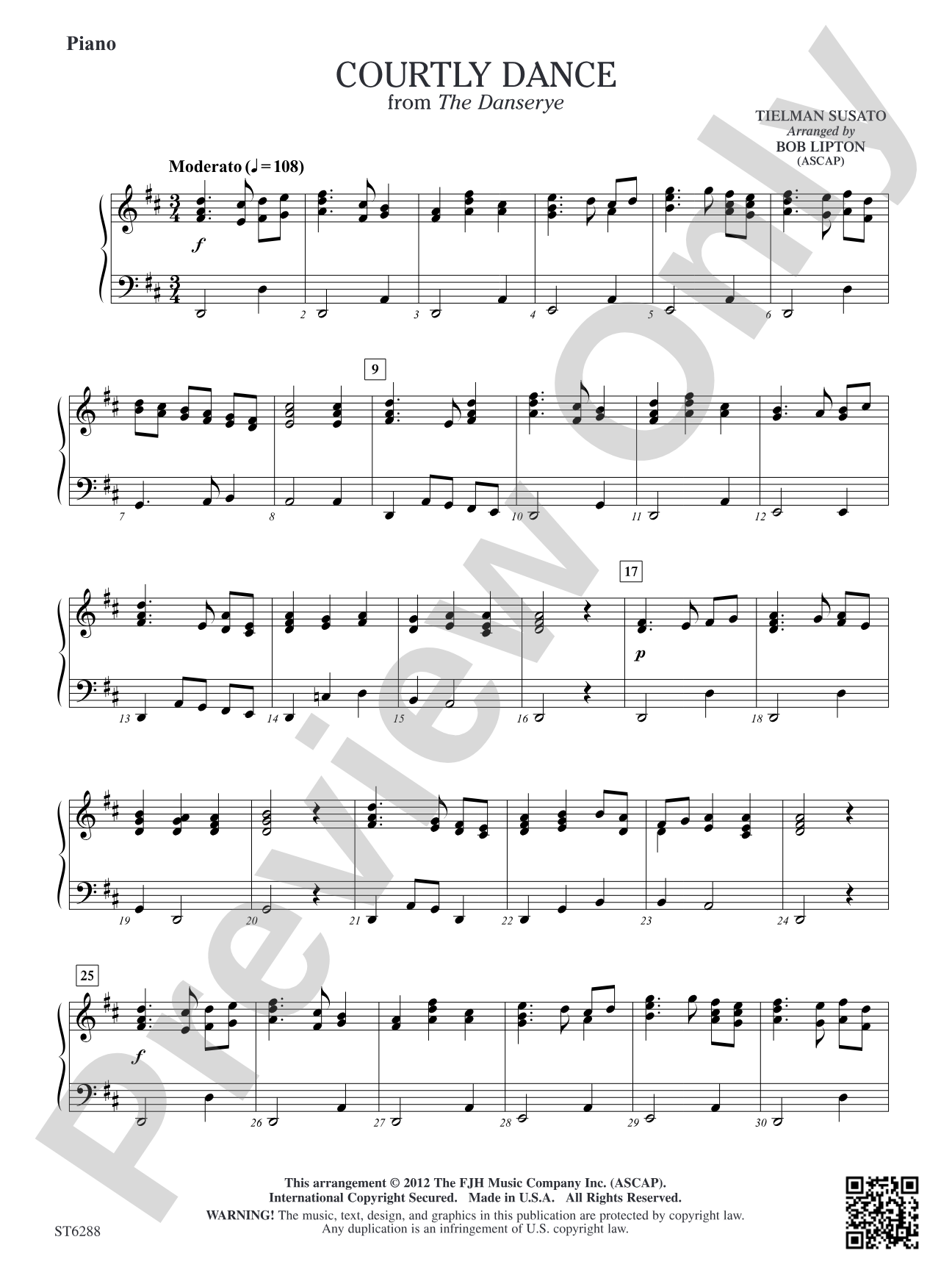 Courtly Dance from The Danserye: Piano