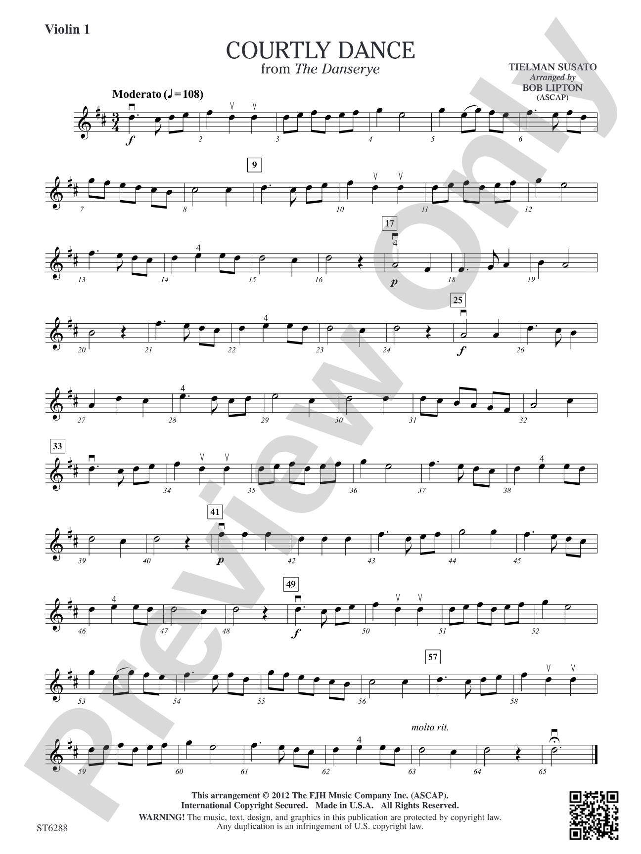 Courtly Dance from The Danserye: Violin 1