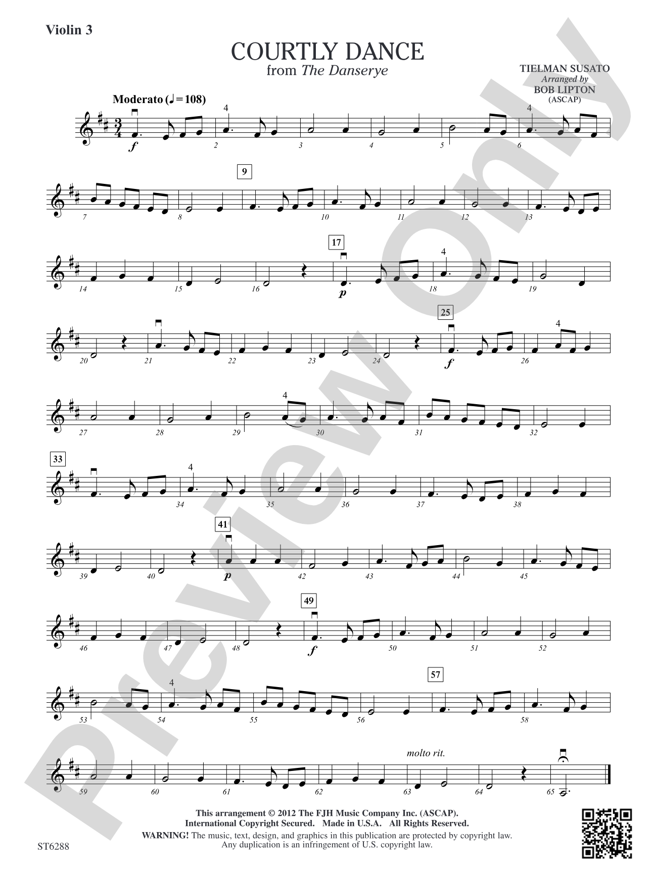 Courtly Dance from The Danserye: Violin 3 (Viola T.C.)