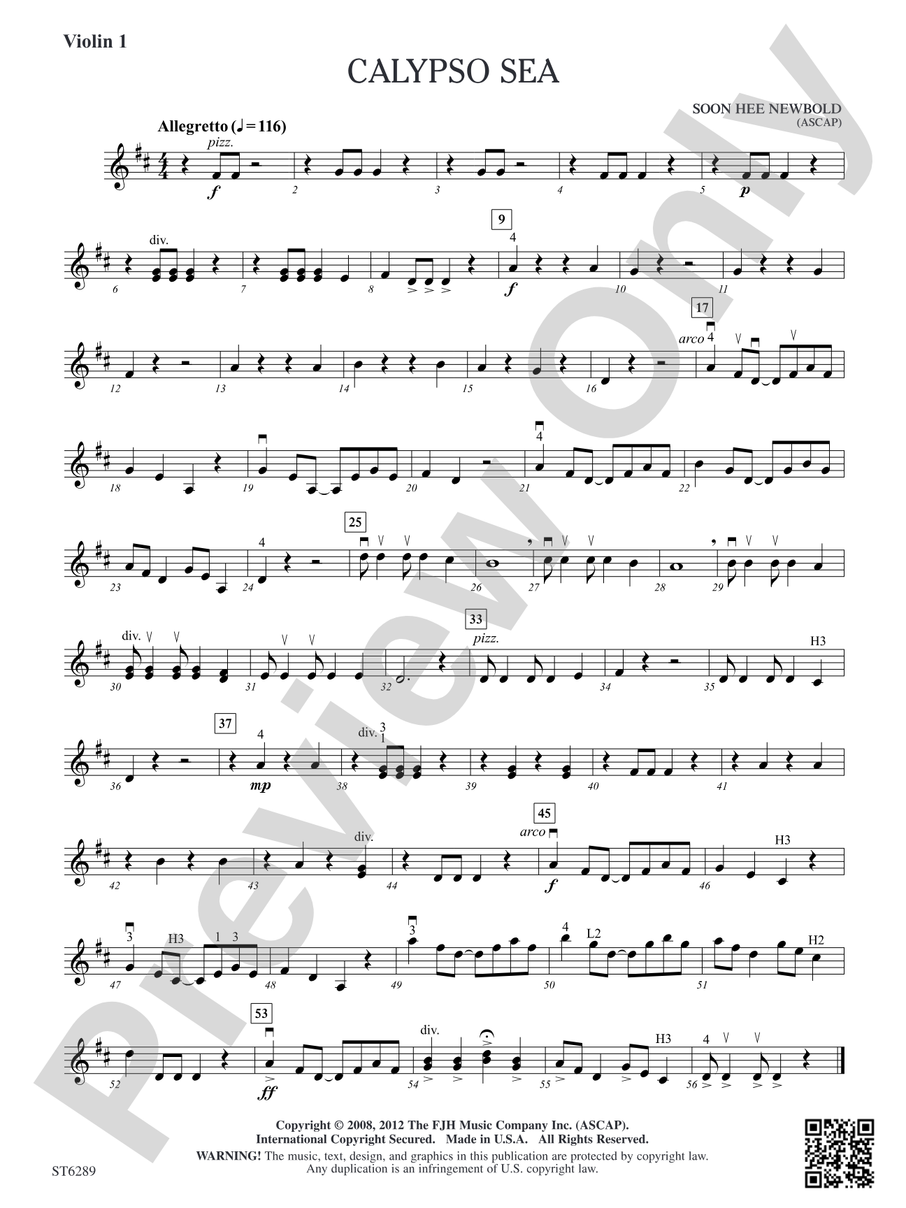 Calypso Sea: Violin 1