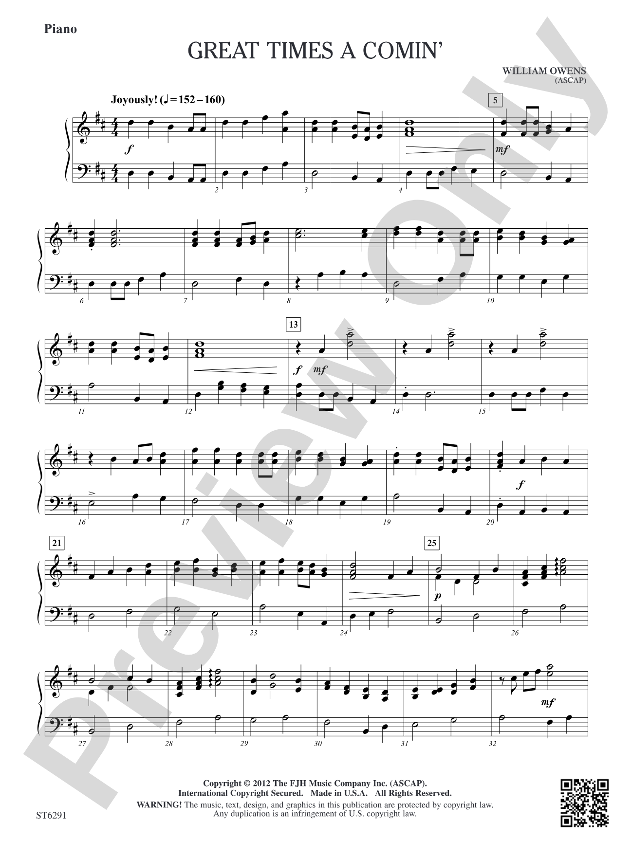 Great Times A Comin': Piano