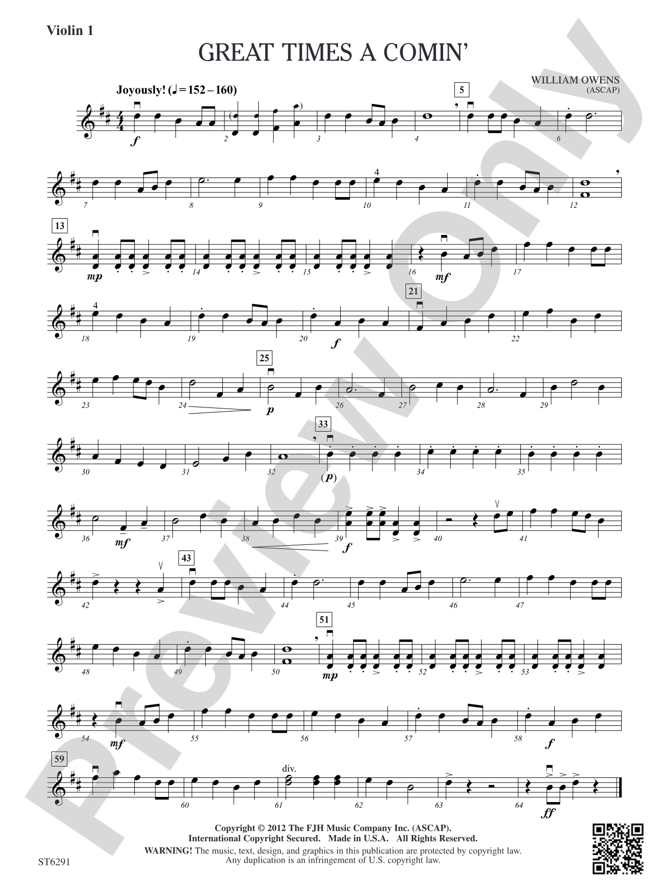 Great Times A Comin': Violin 1