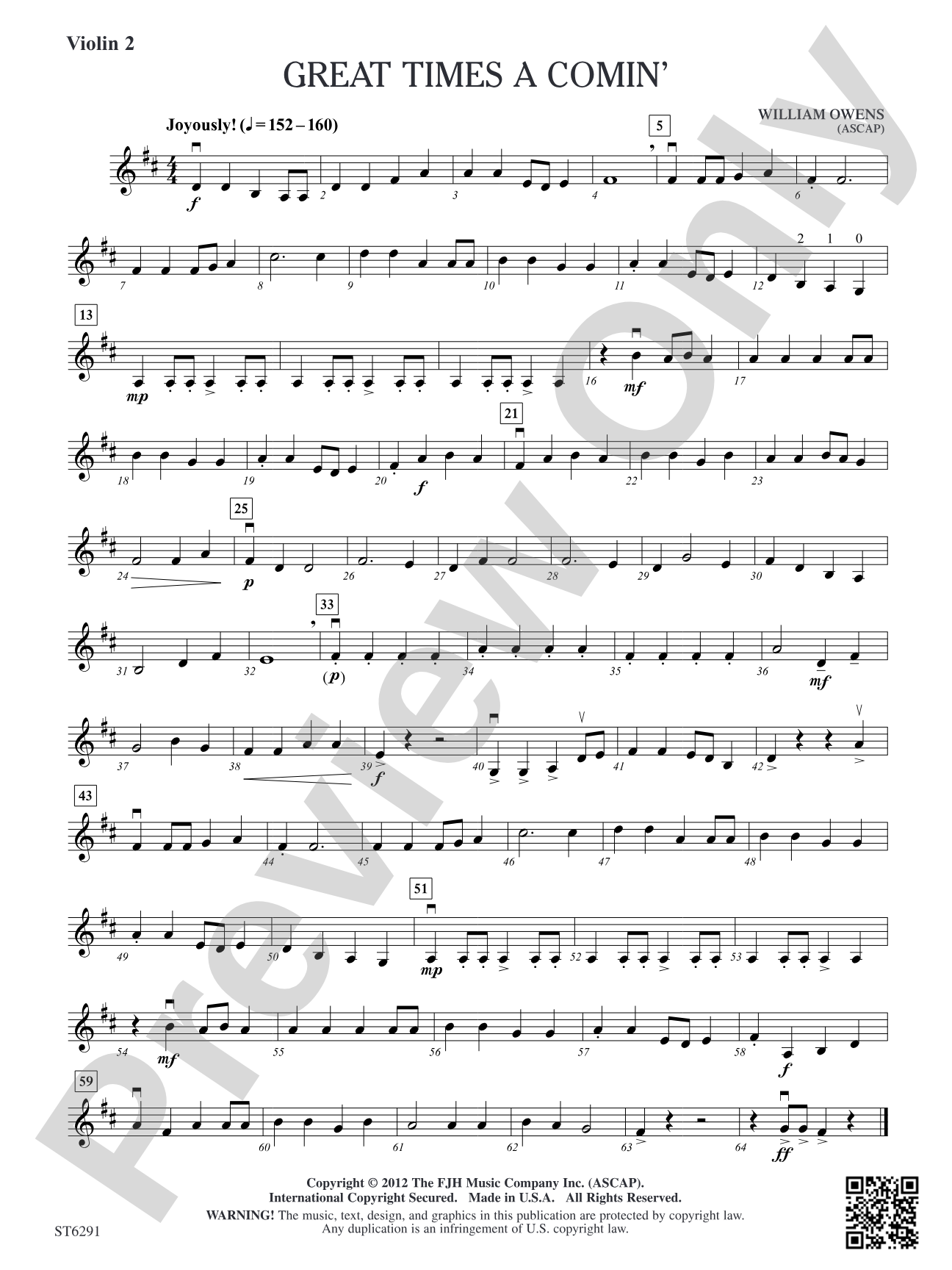 Great Times A Comin': Violin 2 (Viola T.C.)