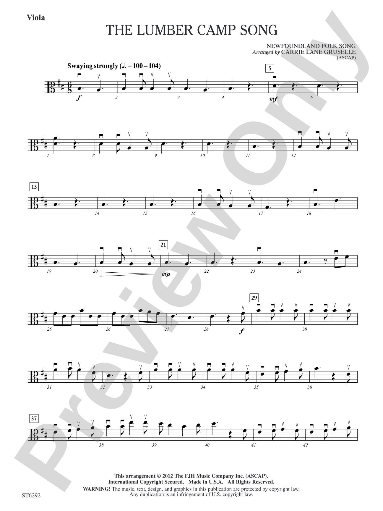 The Lumber Camp Song: Viola