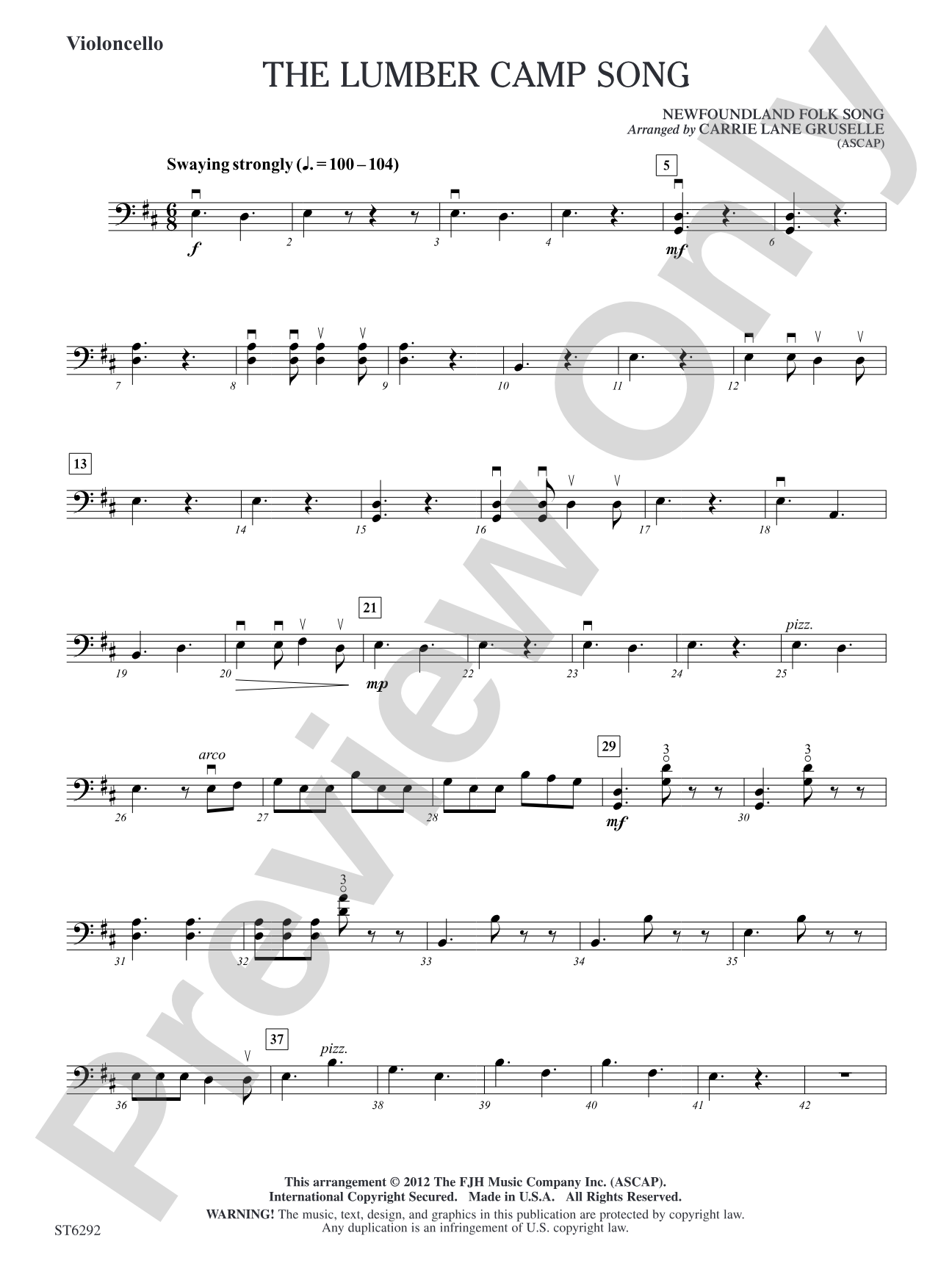 The Lumber Camp Song: Violoncello