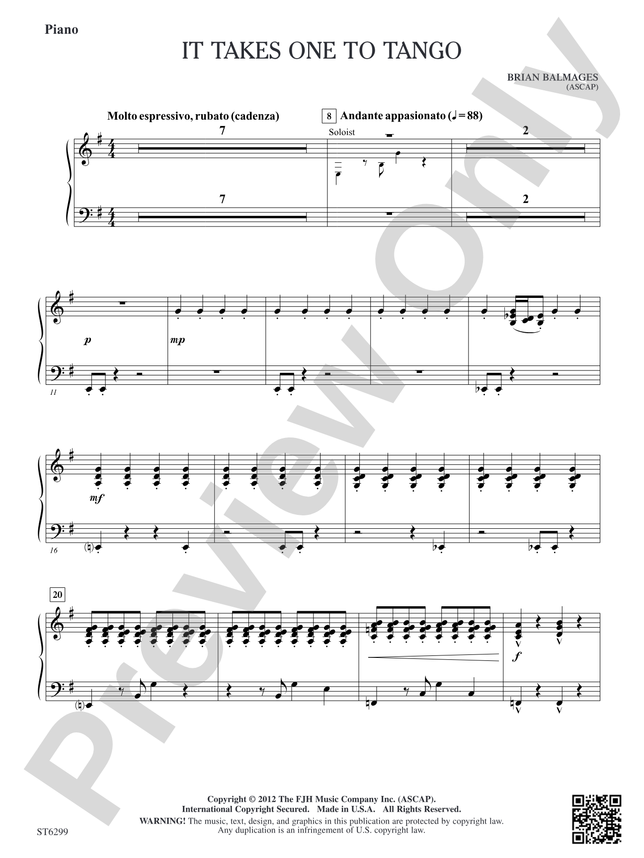 It Takes One to Tango: Piano