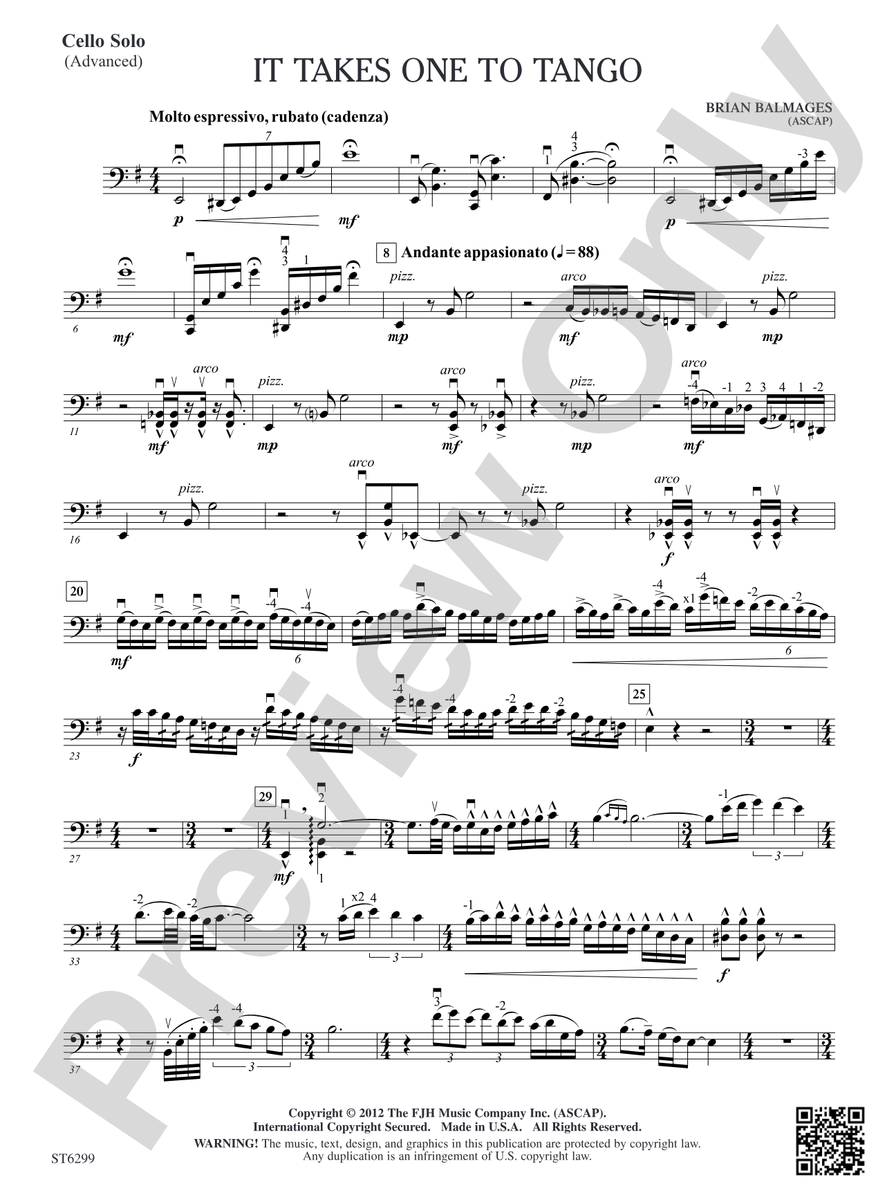 It Takes One to Tango: Solo Cello (Advanced)