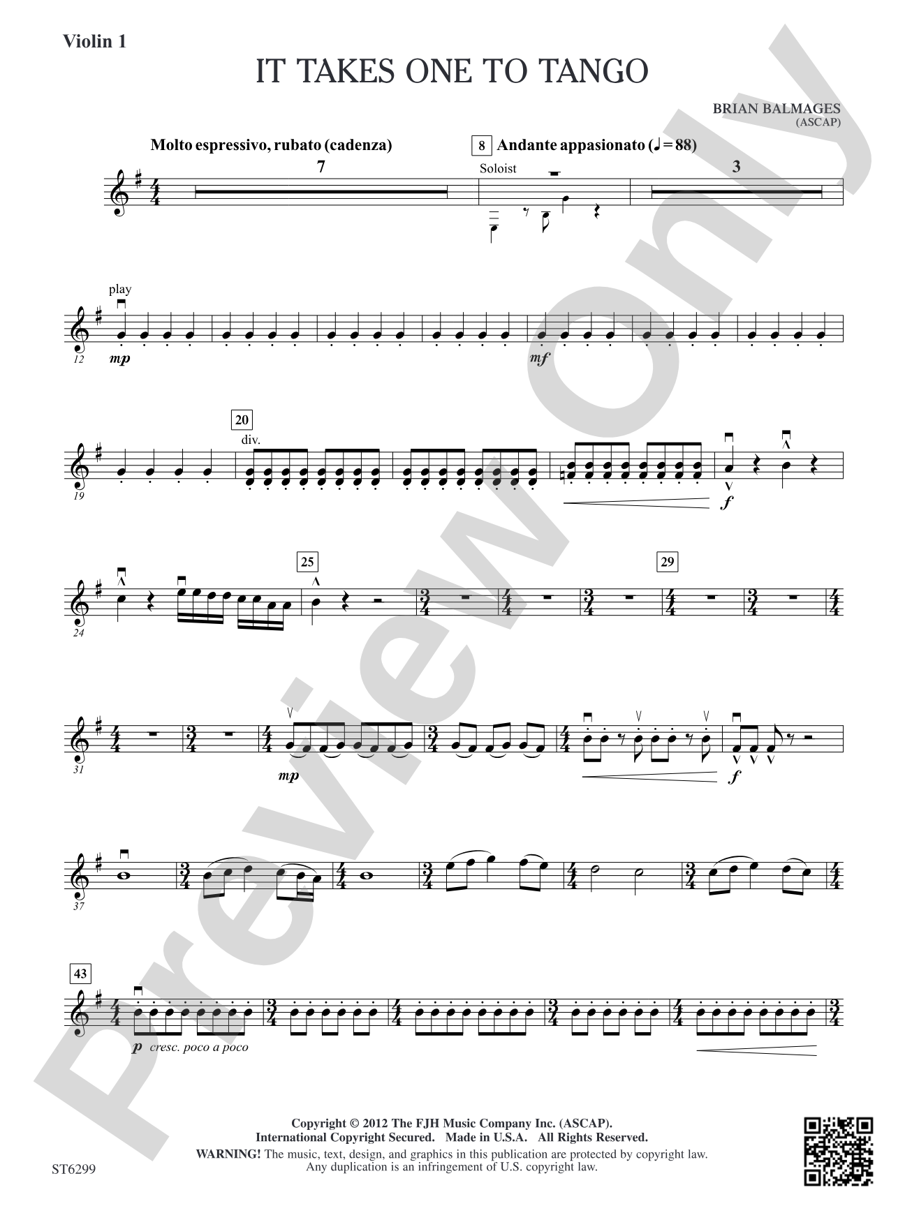 It Takes One to Tango: Violin 1