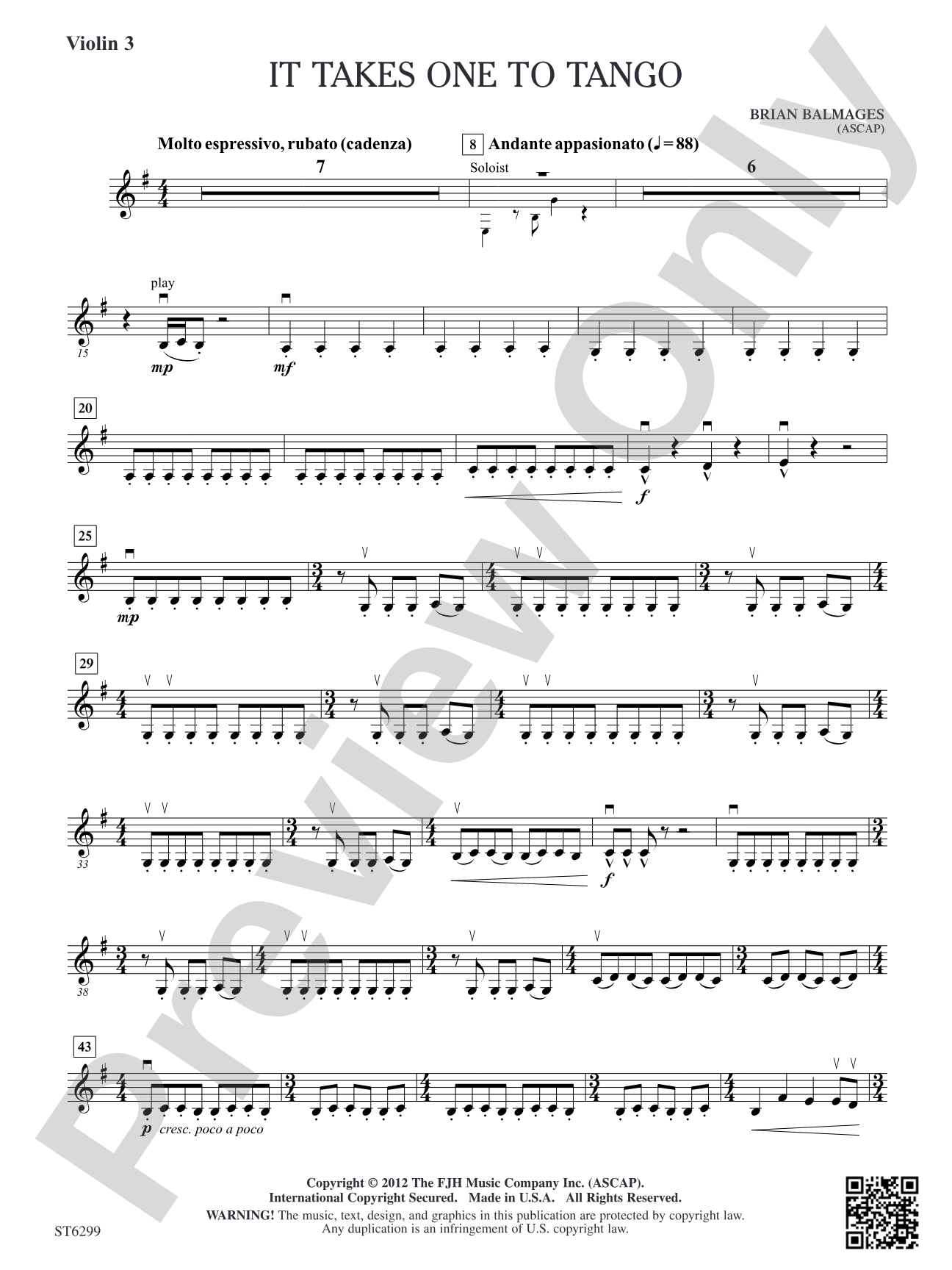 It Takes One to Tango: Violin 3 (Viola T.C.)