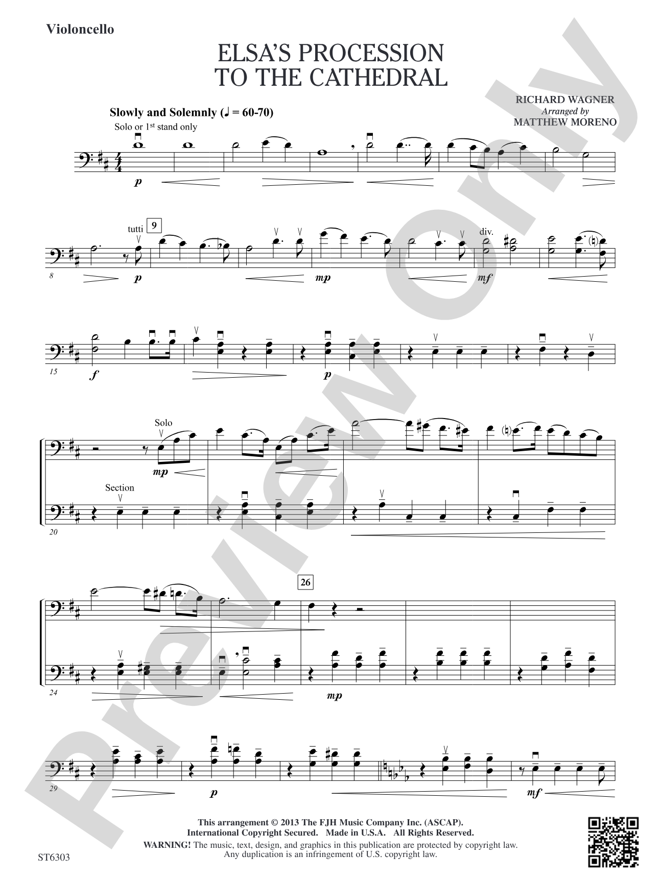 Elsa's Procession to the Cathedral: Violoncello