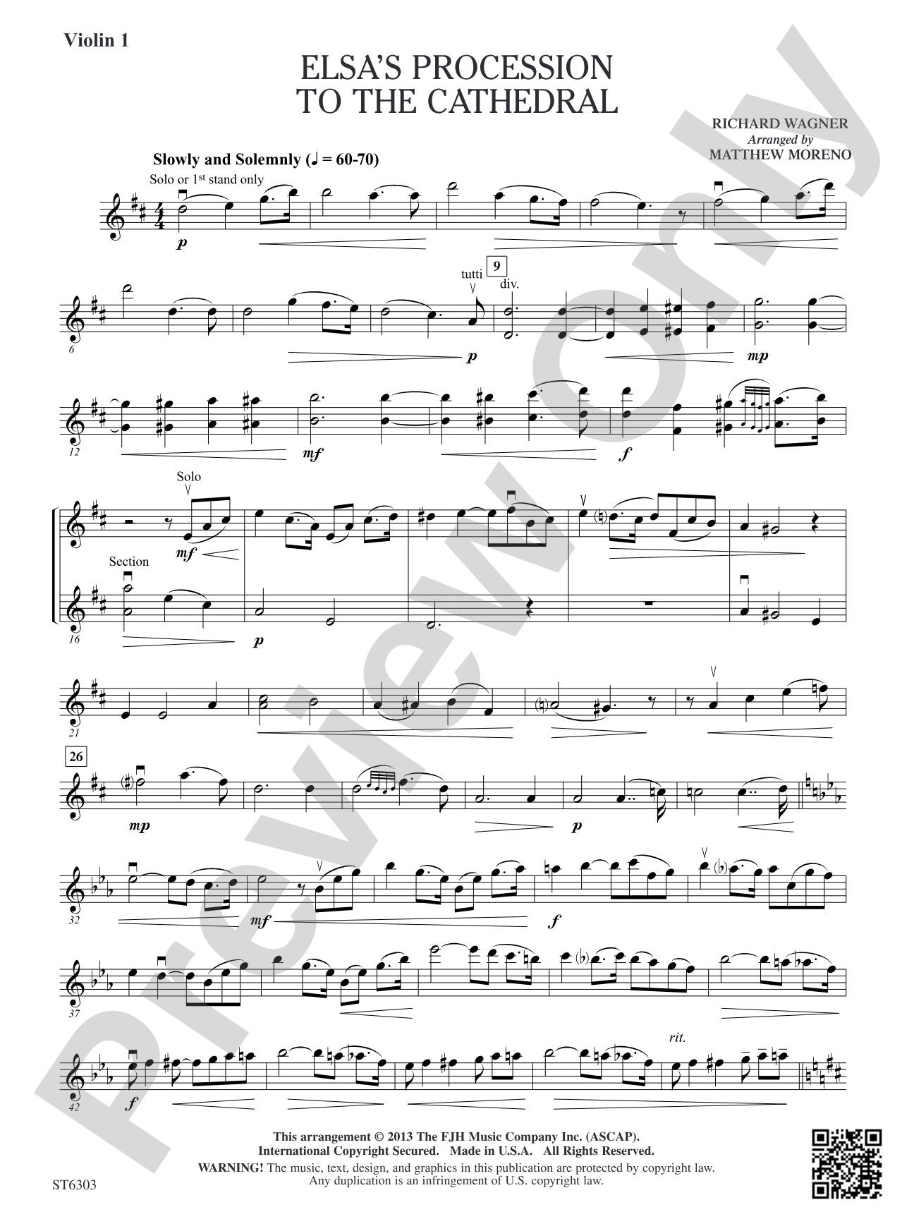 Elsa's Procession to the Cathedral: Violin 1