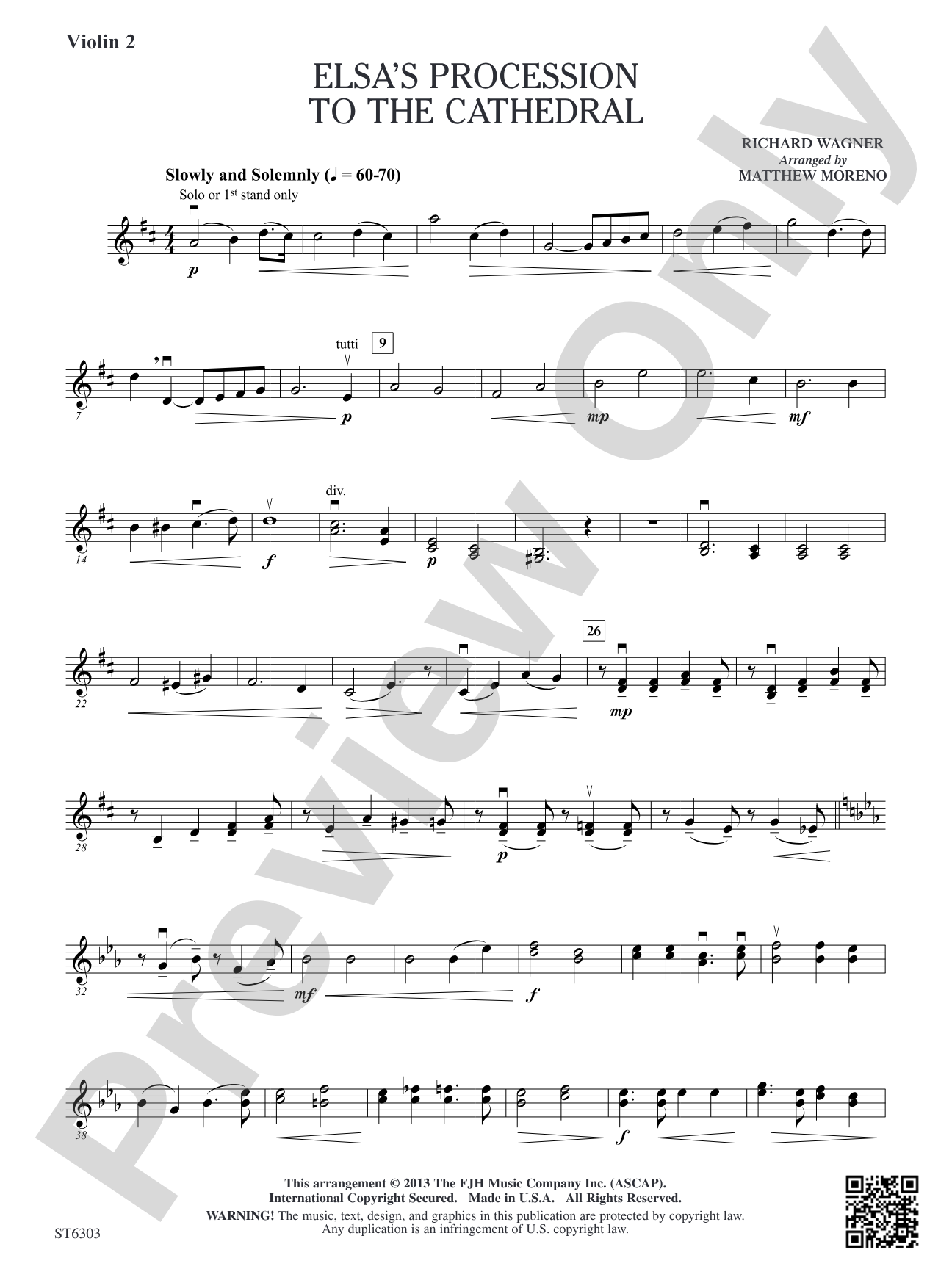Elsa's Procession to the Cathedral: Violin 2