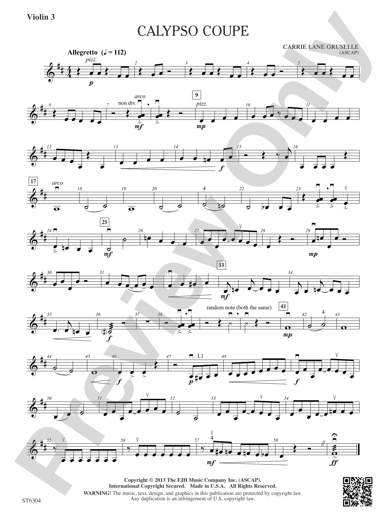 Calypso Coupe: Violin 3 (Viola T.C.)